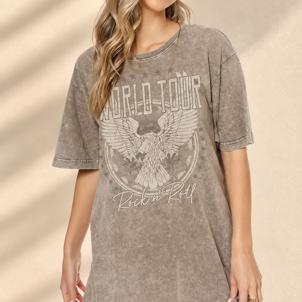 World Tour Rock N Roll Graphic Boyfriend Fit Tee