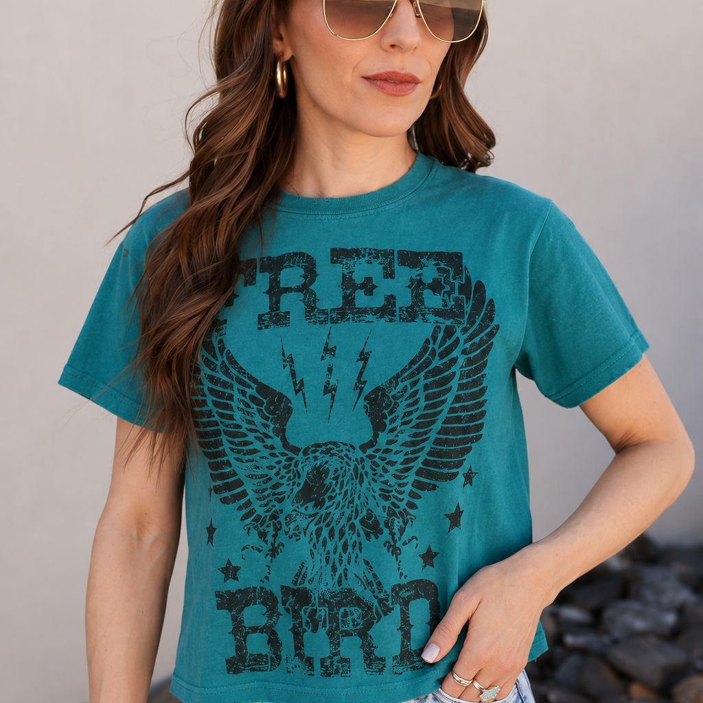 Free Bird Vintage Graphic S/S Seamless Faux Crop