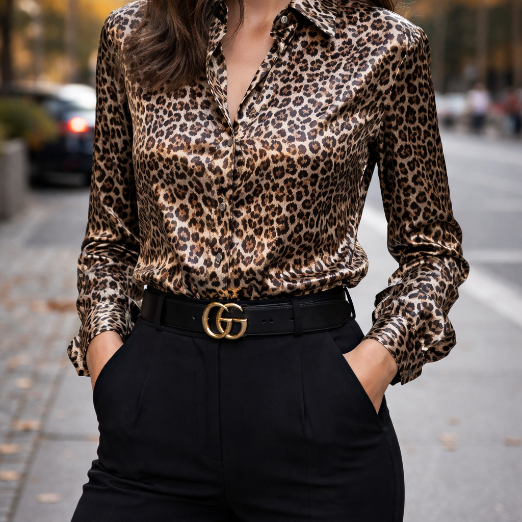 Wild Luxe Leopard Satin Blouse