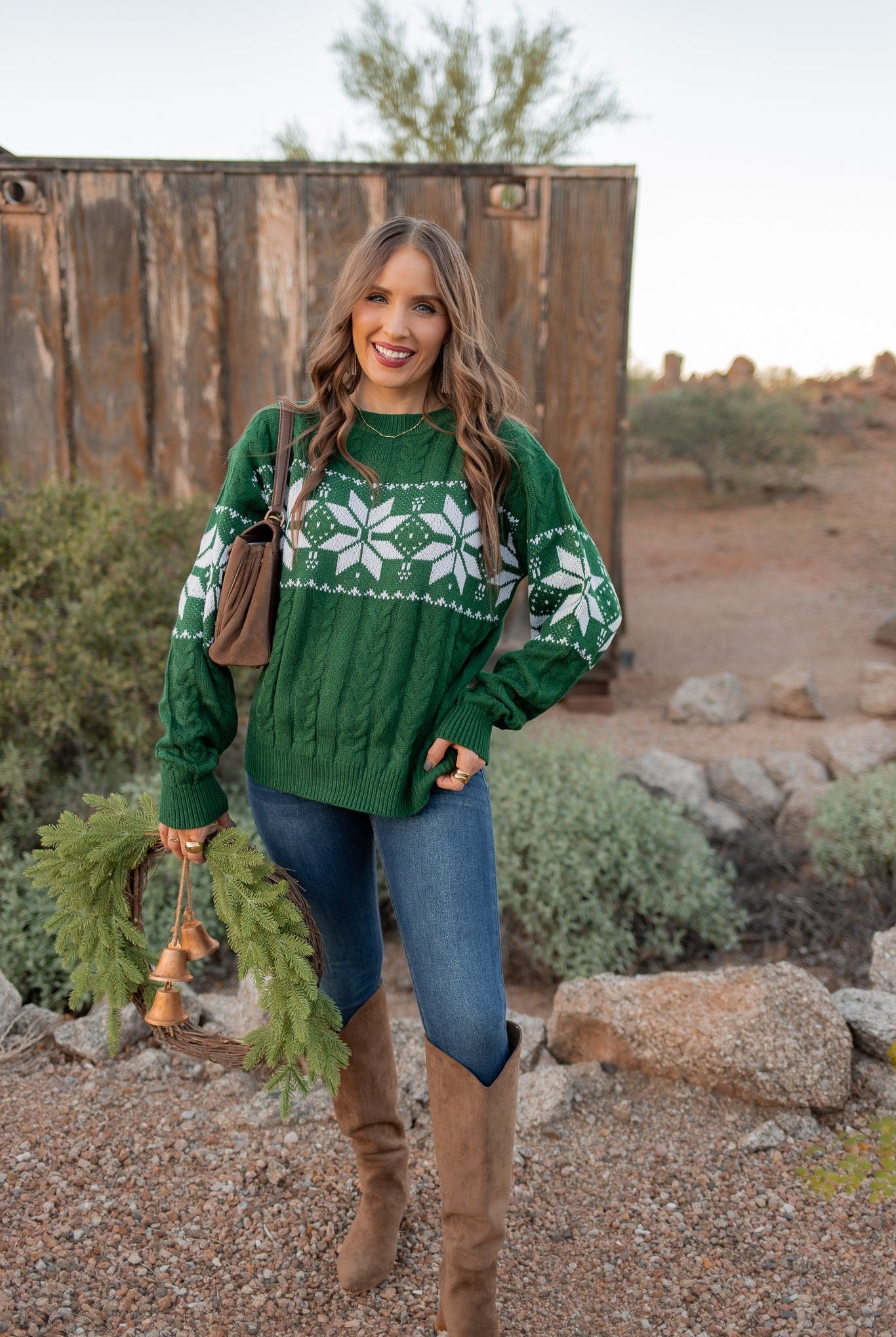 Vintage Snowflake Cable Knit Sweater-Sweaters-Krush Kandy, Women's Online Fashion Boutique Located in Phoenix, Arizona (Scottsdale Area)