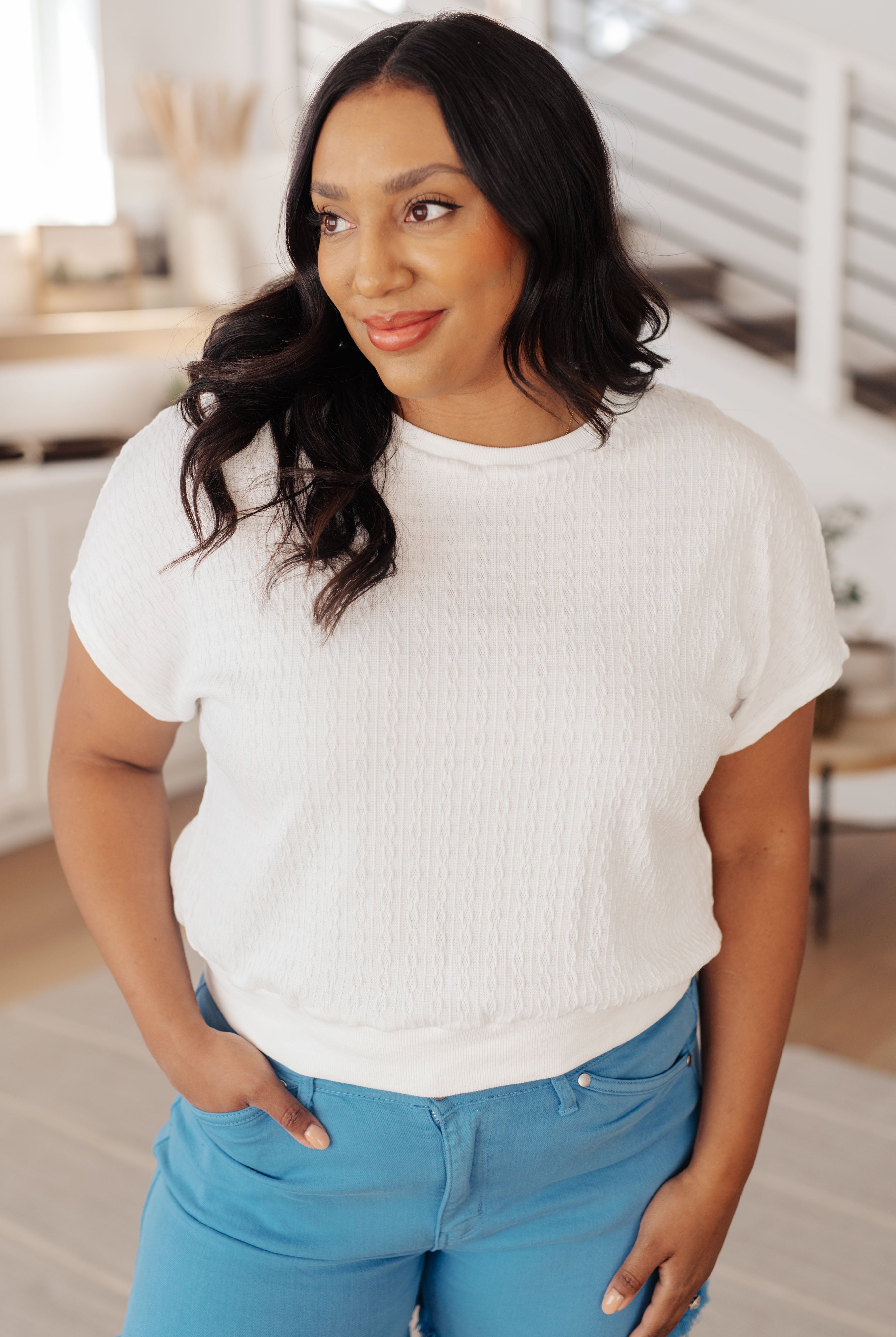 Clearly Classic Short Sleeve Top in White-Short Sleeve Tops-Krush Kandy, Women's Online Fashion Boutique Located in Phoenix, Arizona (Scottsdale Area)