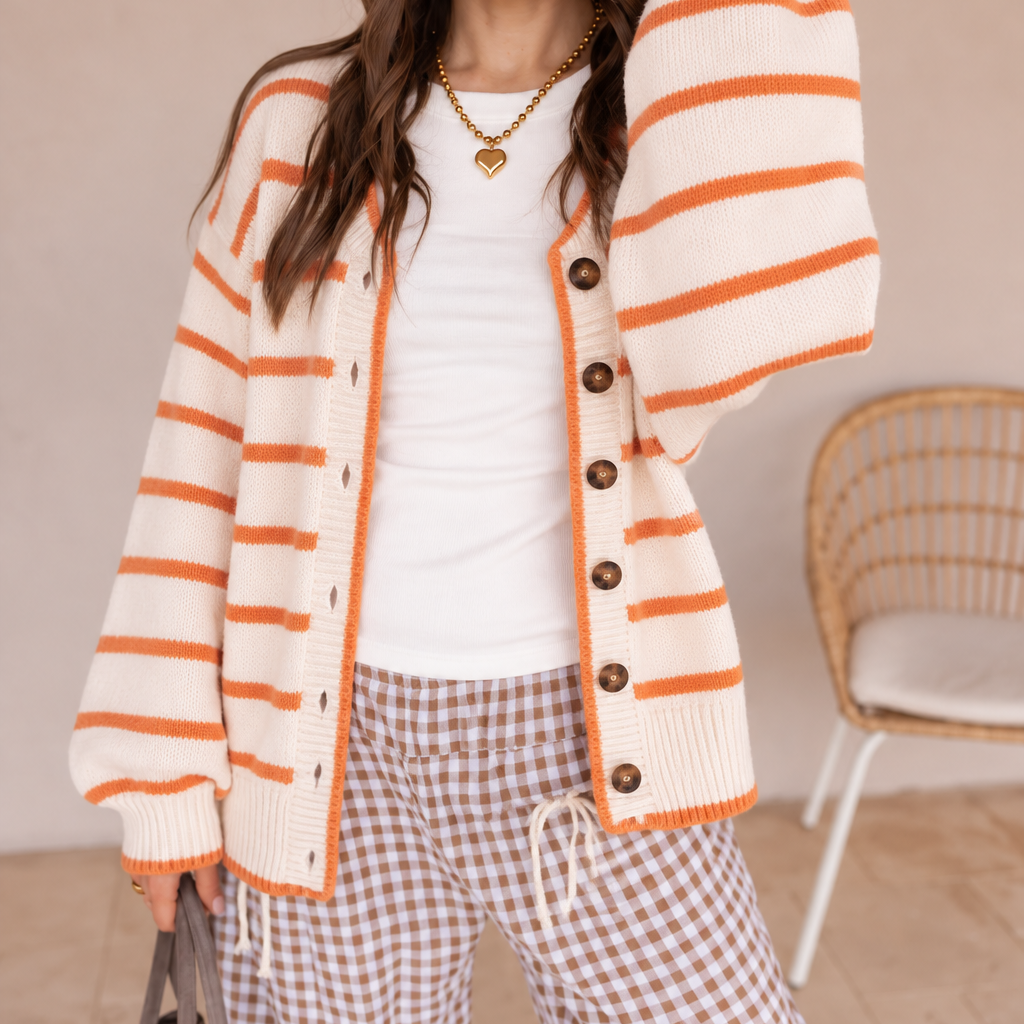 Heritage Lane Contrast Stripe Knit Cardigan