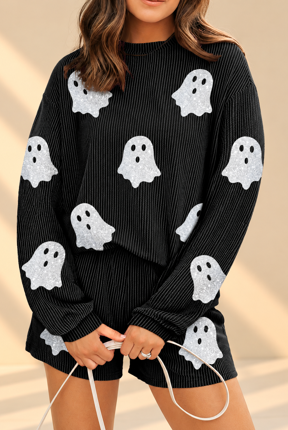 Cozy Black Ghost-Print Lounge Set.png