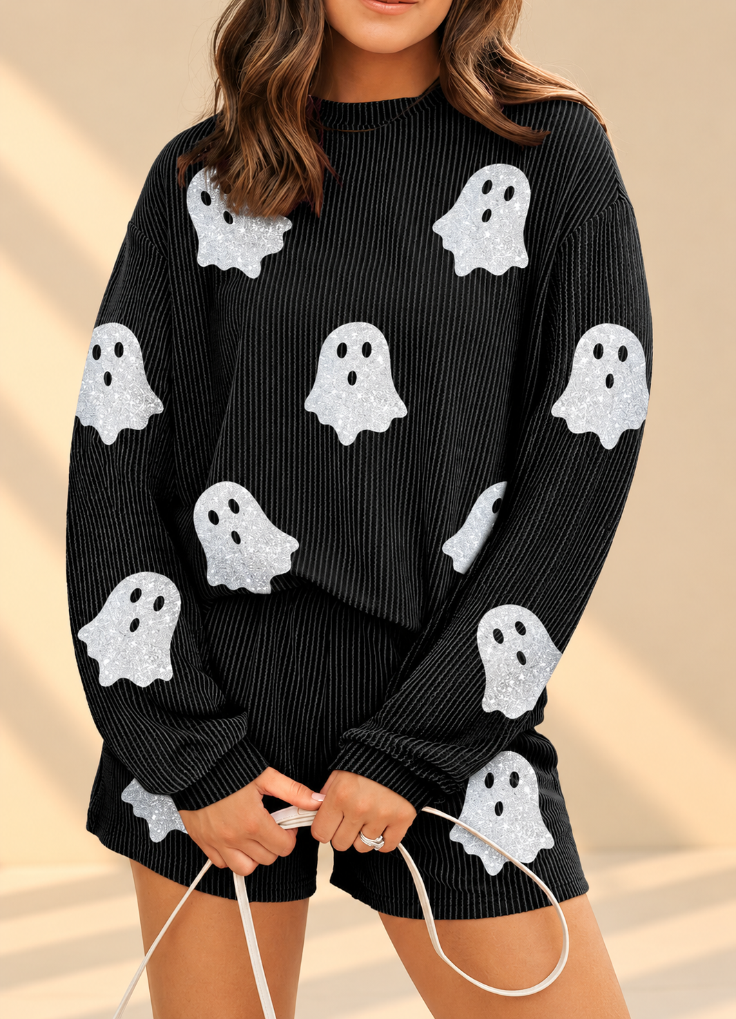 Cozy Black Ghost-Print Lounge Set.png