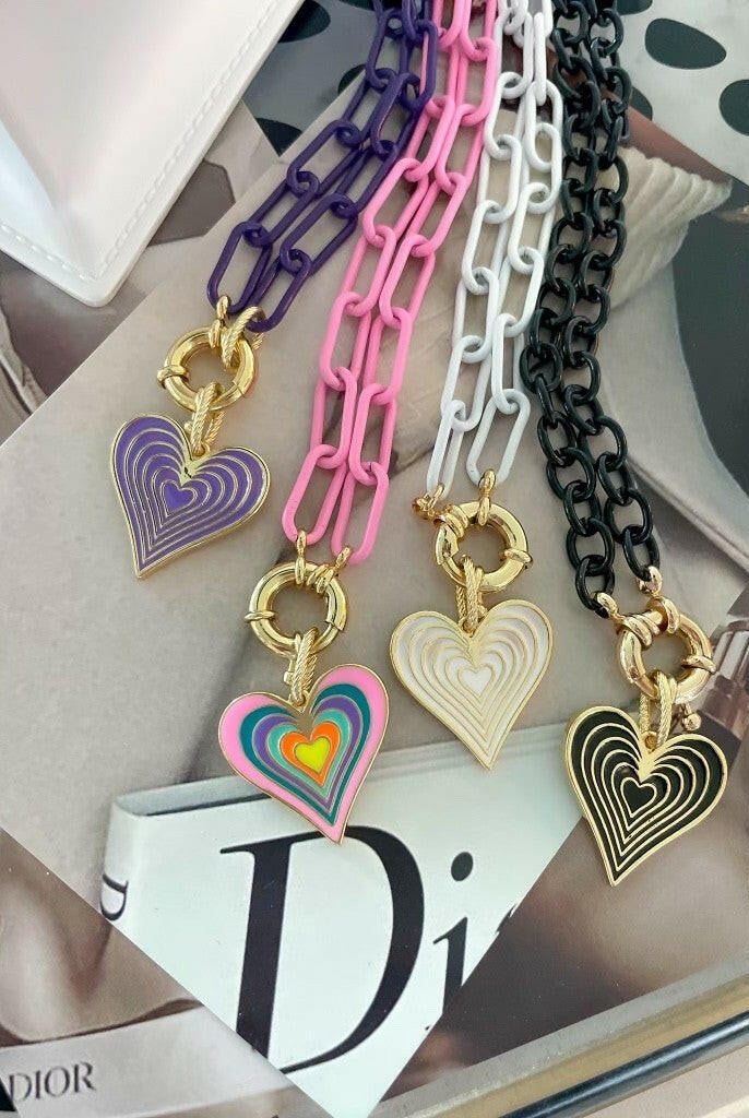 The Best Heart Enamel and Chain Magnetic Necklace-Necklaces-Krush Kandy, Women's Online Fashion Boutique Located in Phoenix, Arizona (Scottsdale Area)