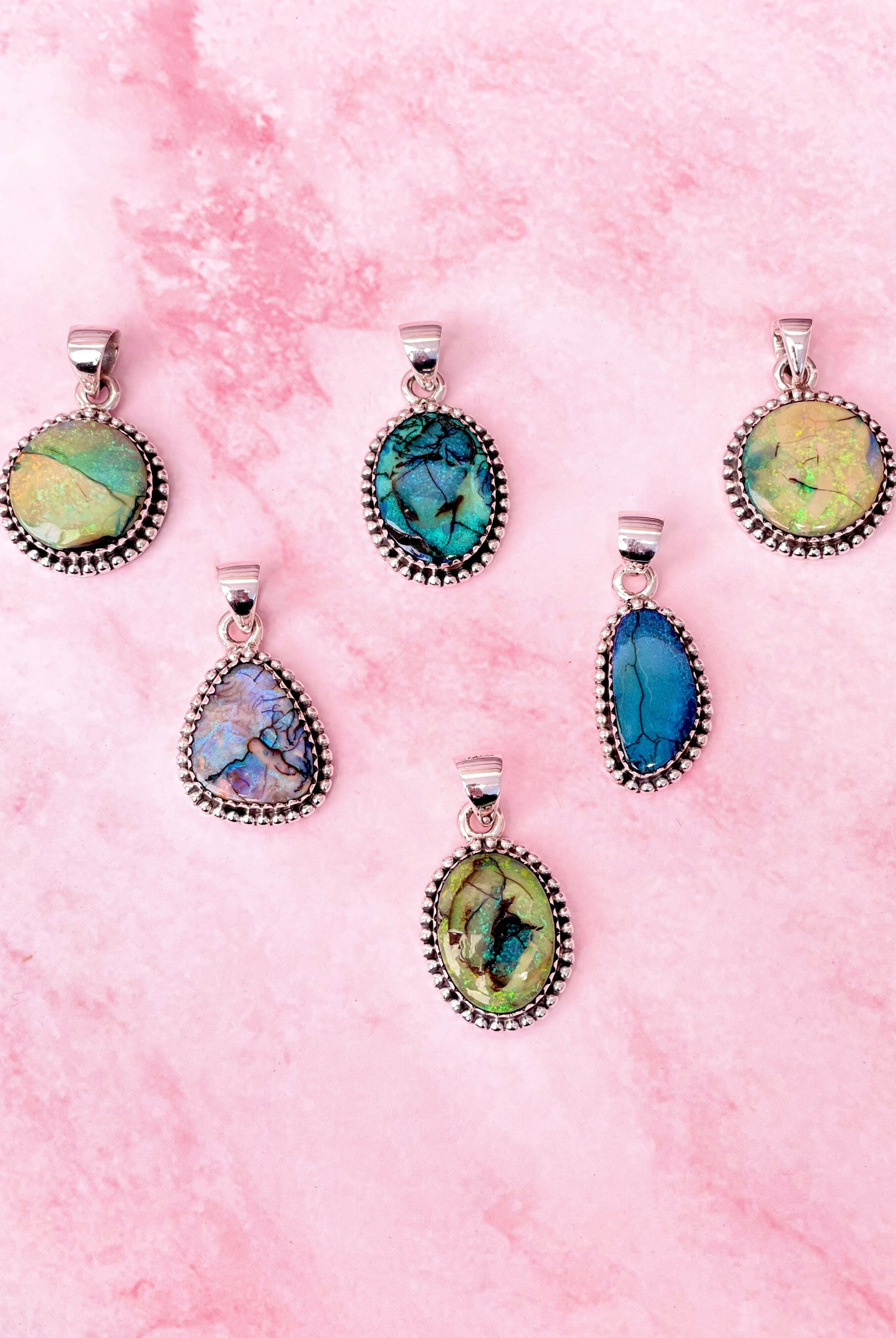 One Of A Kind Sterling Opal Slab Pendants-Necklaces-Krush Kandy, Women's Online Fashion Boutique Located in Phoenix, Arizona (Scottsdale Area)