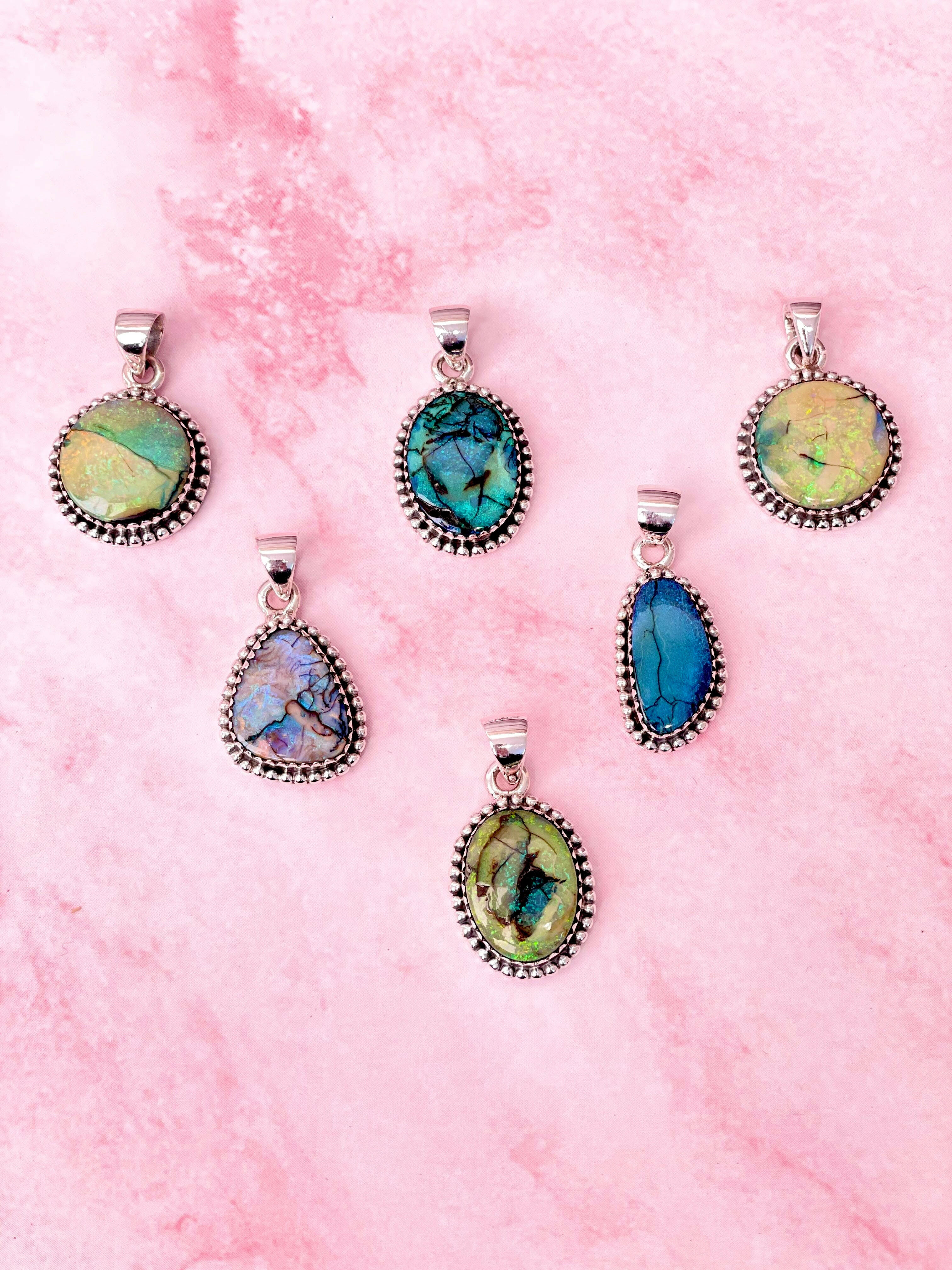 One Of A Kind Sterling Opal Slab Pendants-Necklaces-Krush Kandy, Women's Online Fashion Boutique Located in Phoenix, Arizona (Scottsdale Area)
