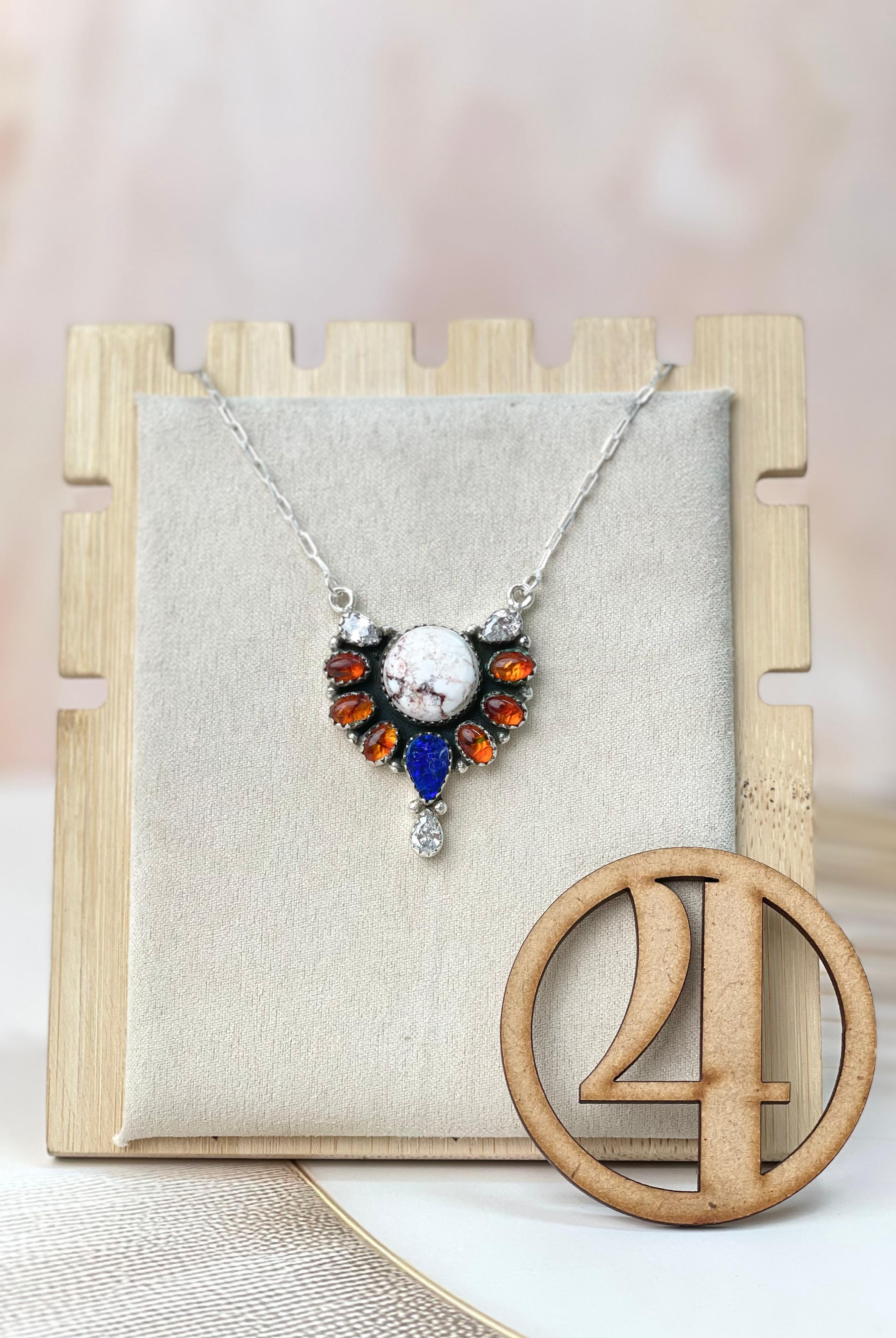 Australian Opal & Amber Necklace sno 55-Necklaces-Krush Kandy, Women's Online Fashion Boutique Located in Phoenix, Arizona (Scottsdale Area)