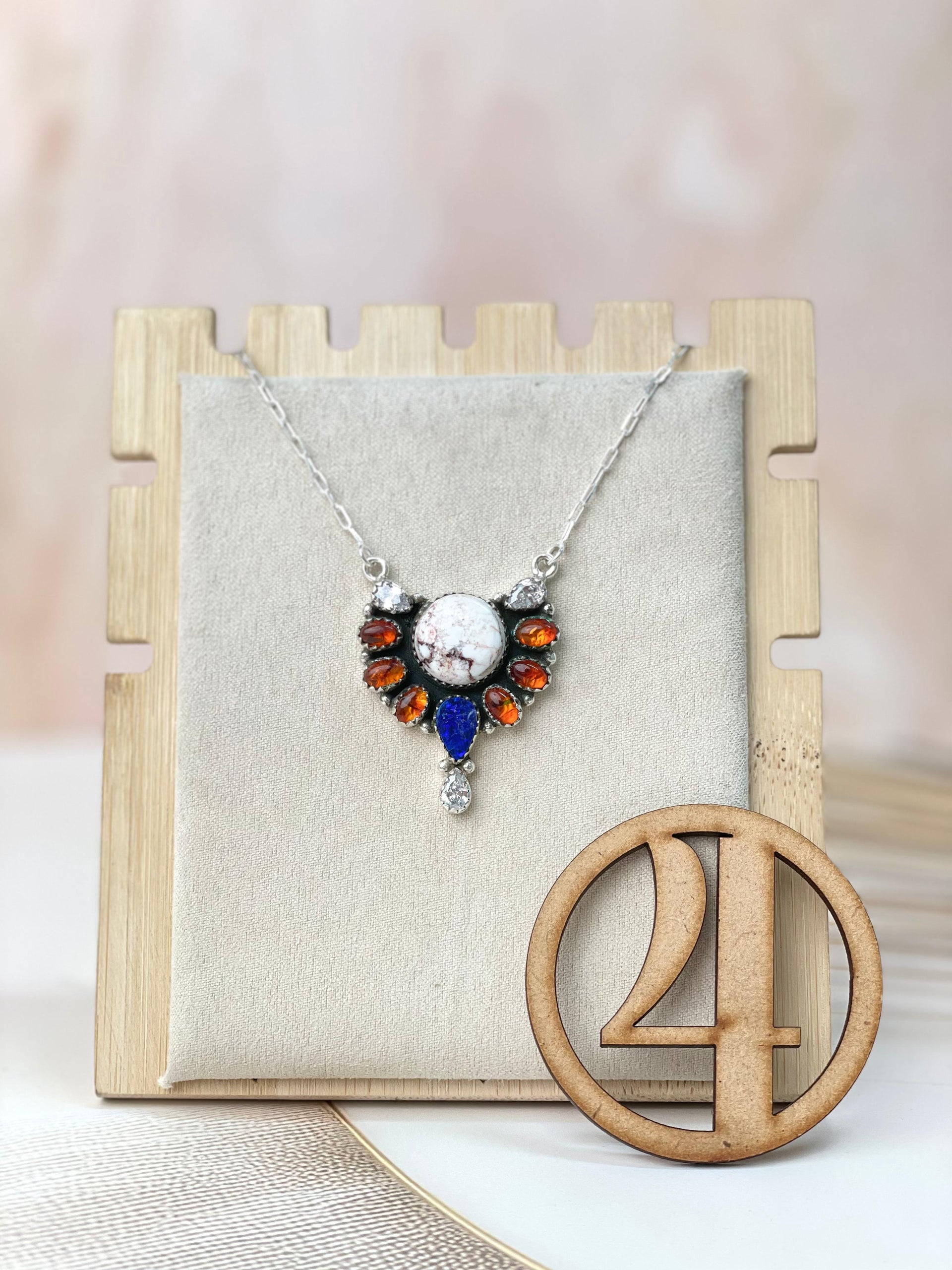 Australian Opal & Amber Necklace sno 55-Necklaces-Krush Kandy, Women's Online Fashion Boutique Located in Phoenix, Arizona (Scottsdale Area)