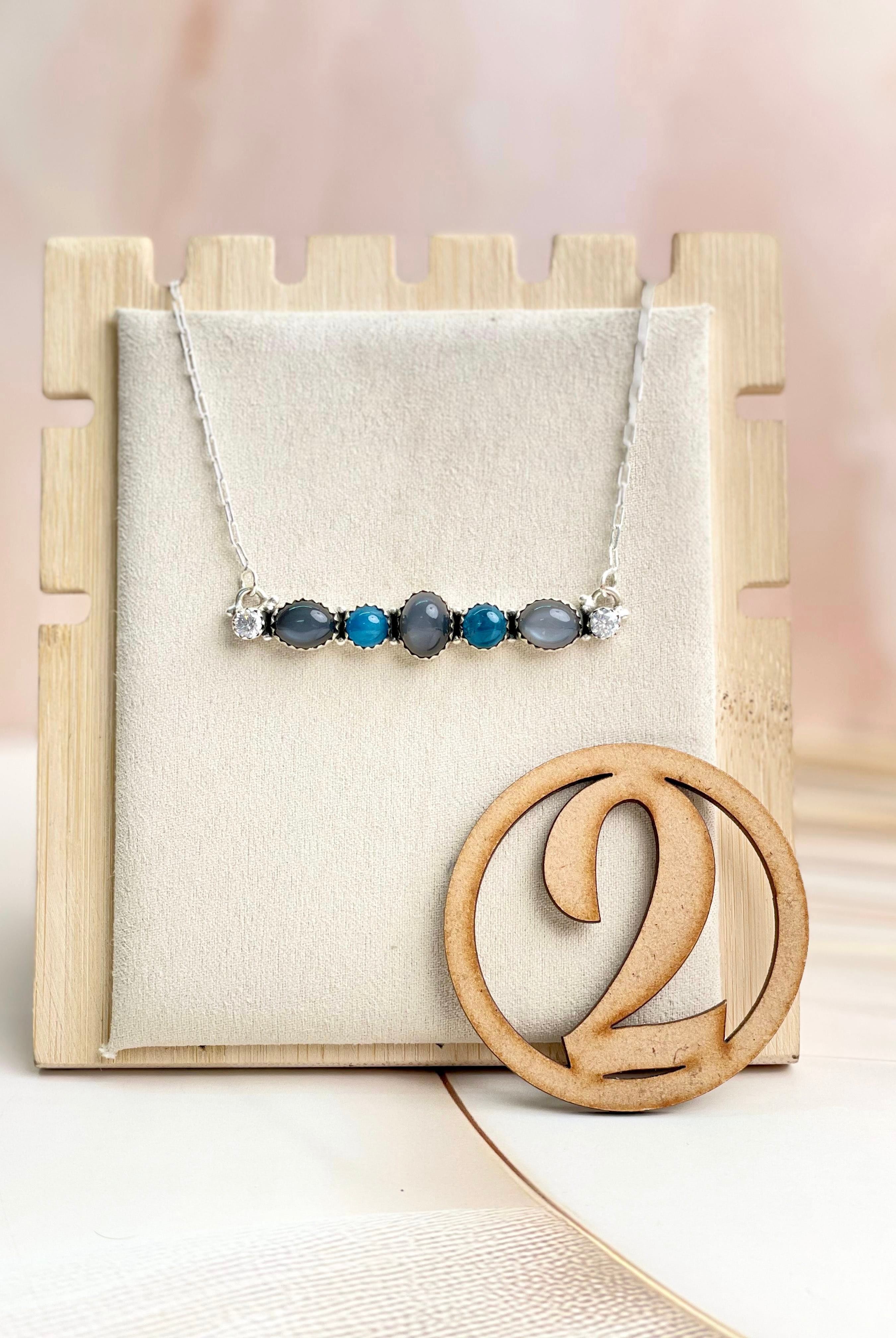 Grey Moonstone & Blue Apatite Necklace Sno 13-Necklaces-Krush Kandy, Women's Online Fashion Boutique Located in Phoenix, Arizona (Scottsdale Area)