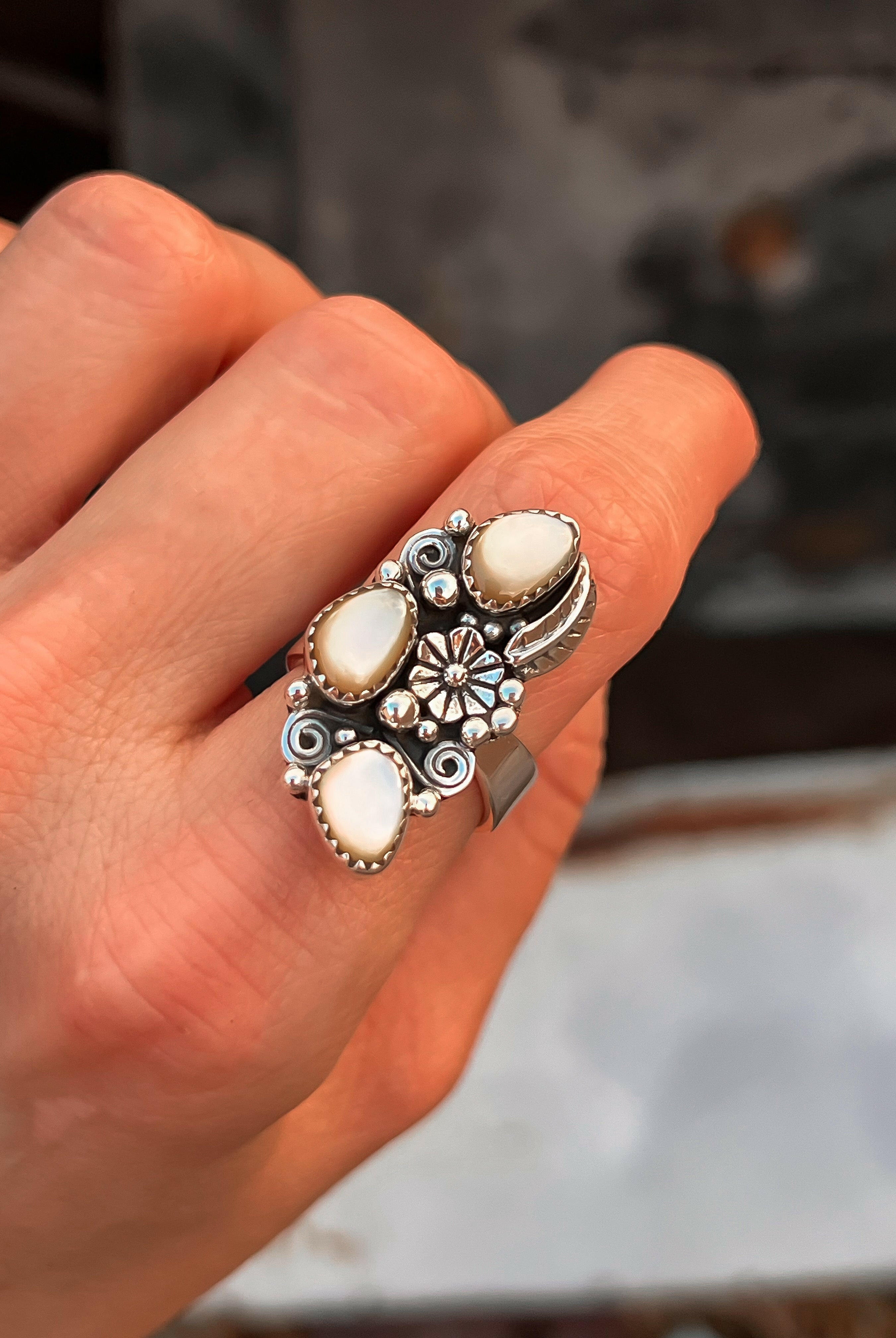 The Henley Triple Stone Flower Ring MADE TO ORDER-Cluster Rings-Krush Kandy, Women's Online Fashion Boutique Located in Phoenix, Arizona (Scottsdale Area)