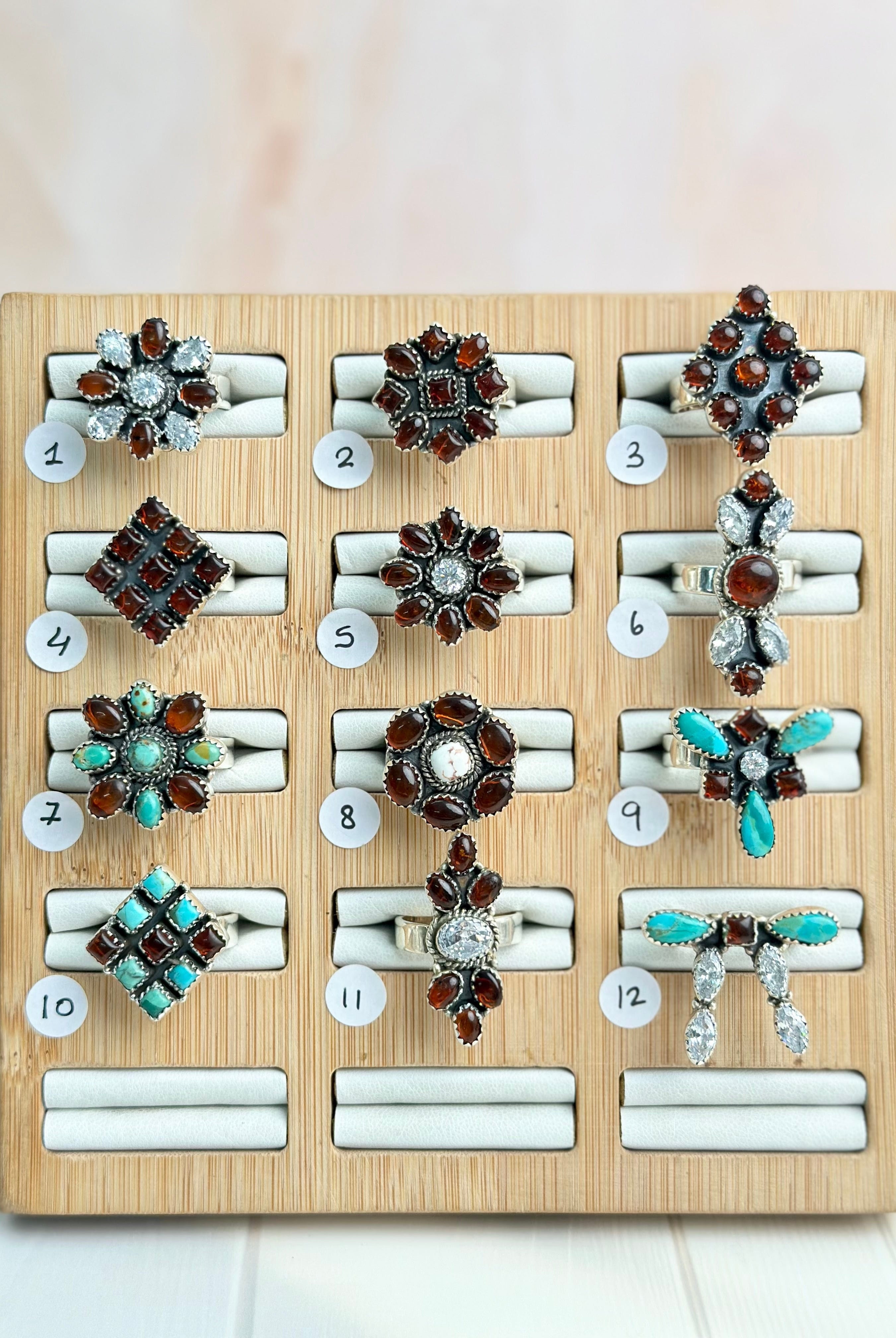Amber, Turquoise & Crystal One of a Kind Rings-Rings-Krush Kandy, Women's Online Fashion Boutique Located in Phoenix, Arizona (Scottsdale Area)