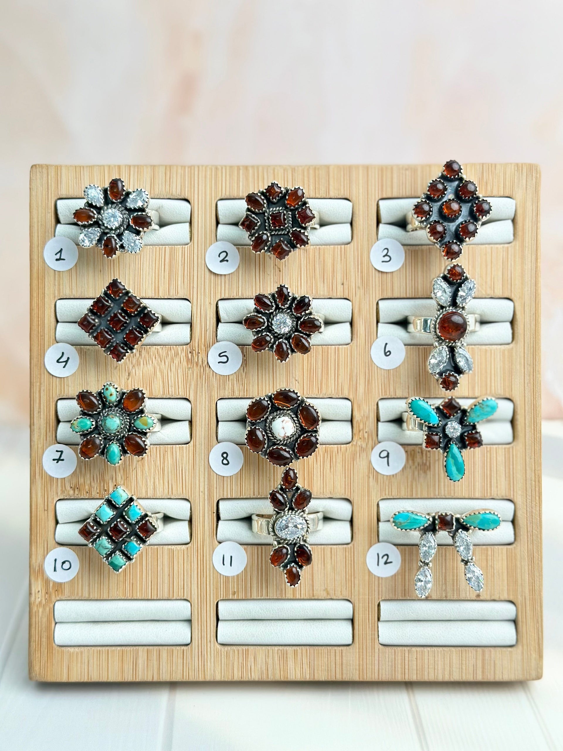 Amber, Turquoise & Crystal One of a Kind Rings-Rings-Krush Kandy, Women's Online Fashion Boutique Located in Phoenix, Arizona (Scottsdale Area)