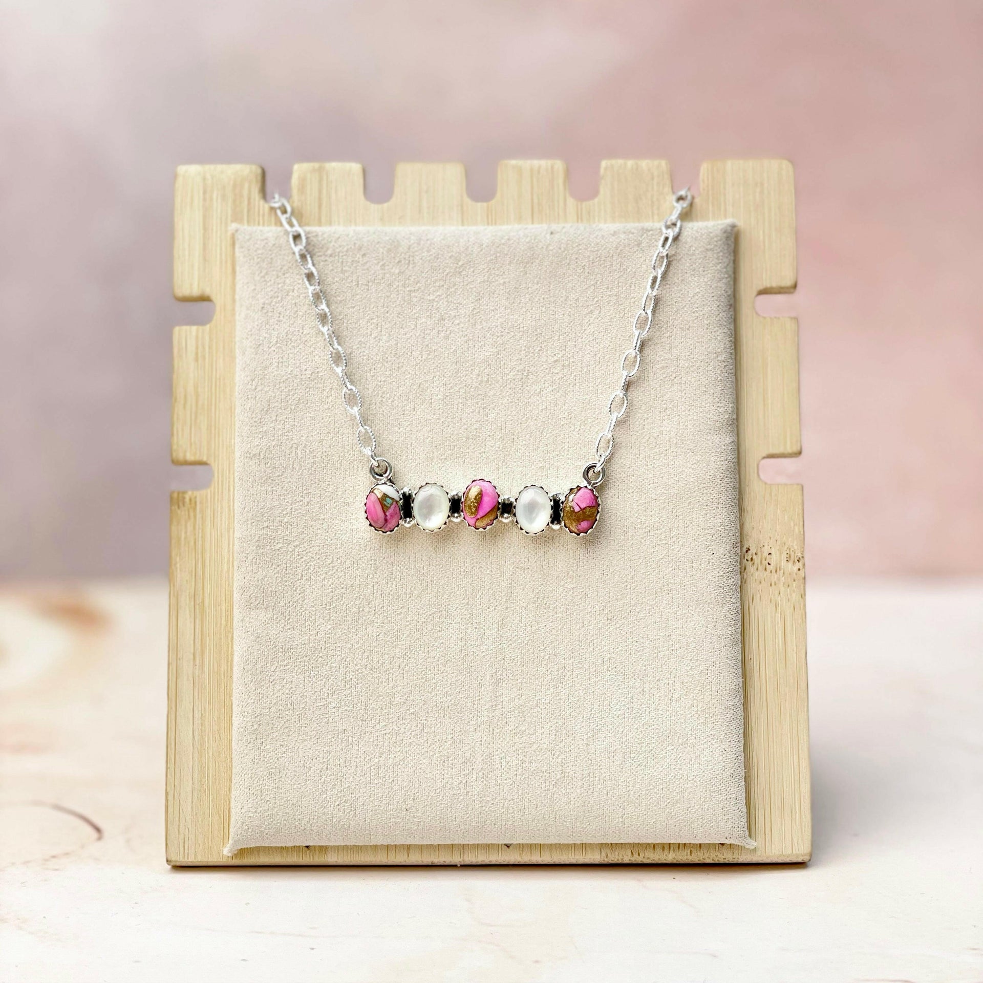 Multi Gem and MOP Bar Necklace-Necklaces-Krush Kandy, Women's Online Fashion Boutique Located in Phoenix, Arizona (Scottsdale Area)