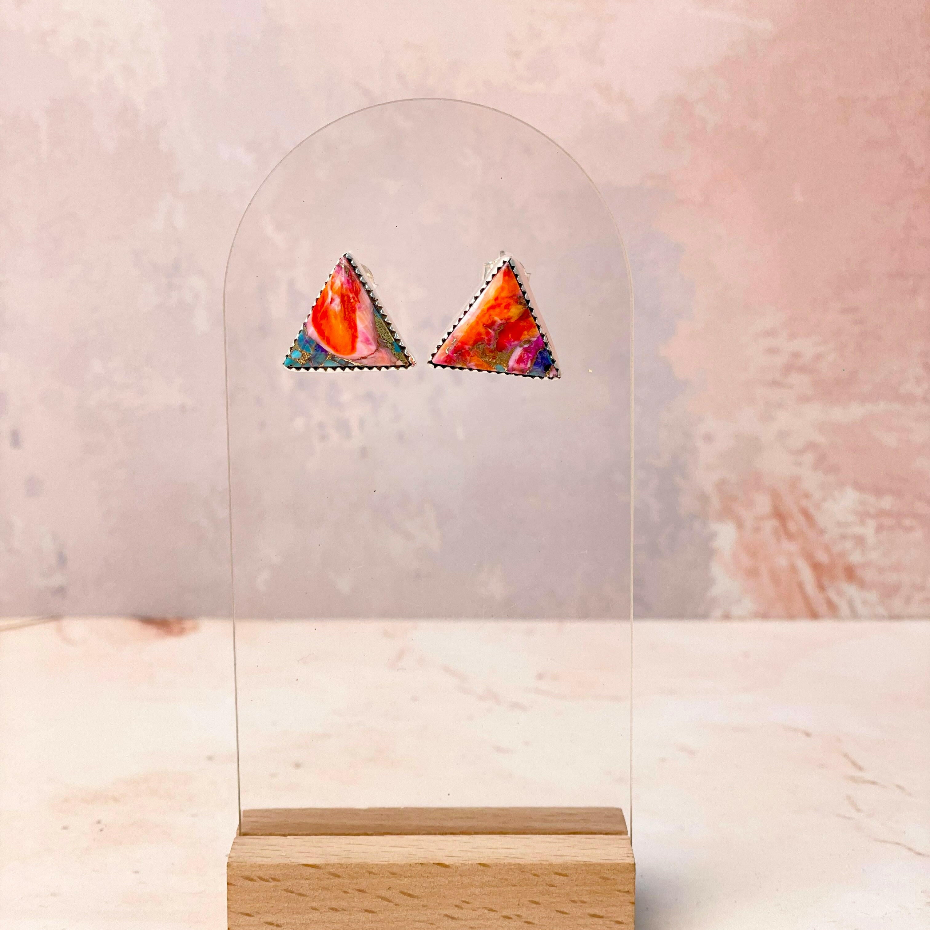 Tiffany's Triangle Single Stone Studs-Earrings-Krush Kandy, Women's Online Fashion Boutique Located in Phoenix, Arizona (Scottsdale Area)