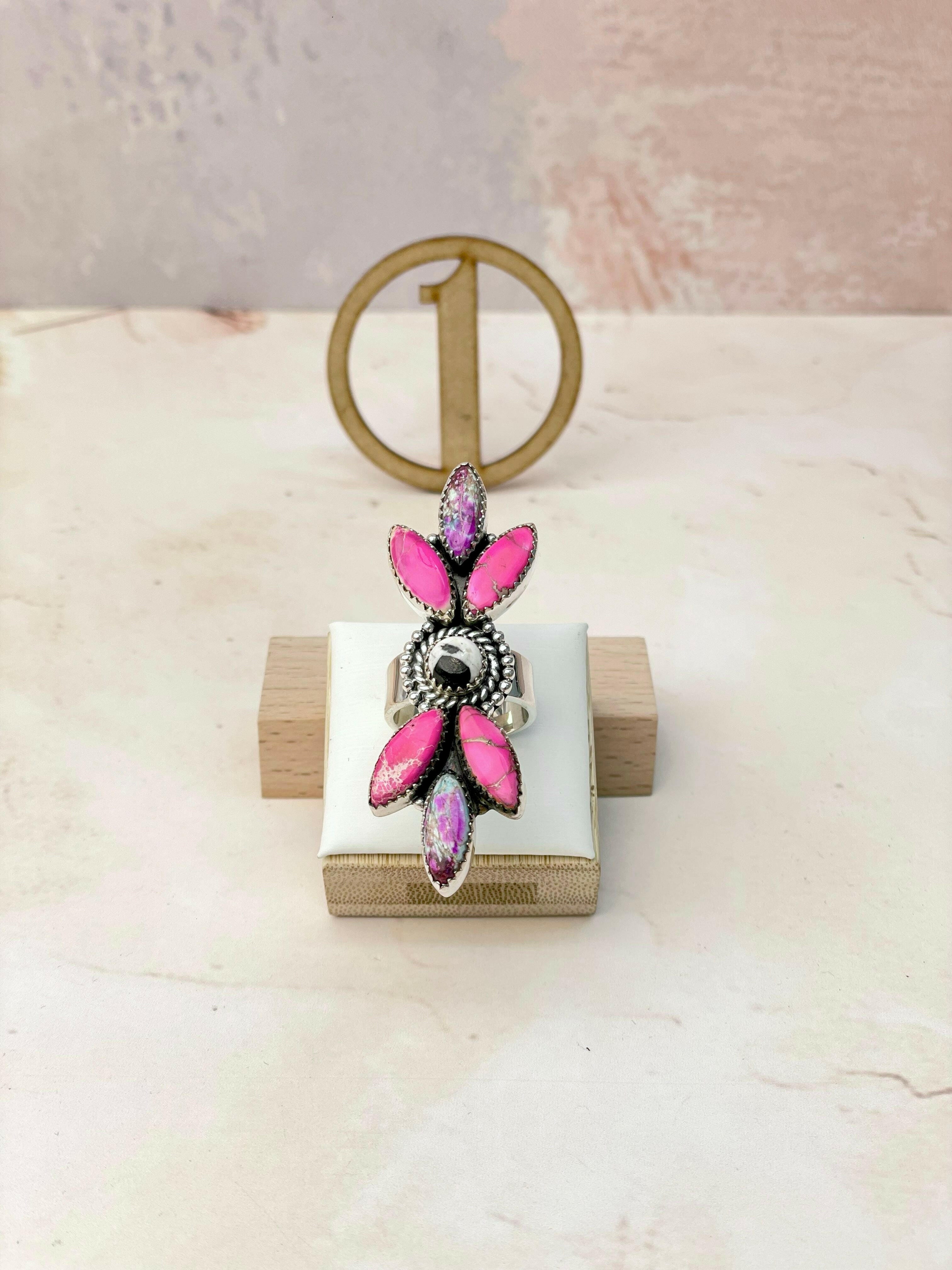 Desert Pink Jasper Petal Crawler Ring-Rings-Krush Kandy, Women's Online Fashion Boutique Located in Phoenix, Arizona (Scottsdale Area)