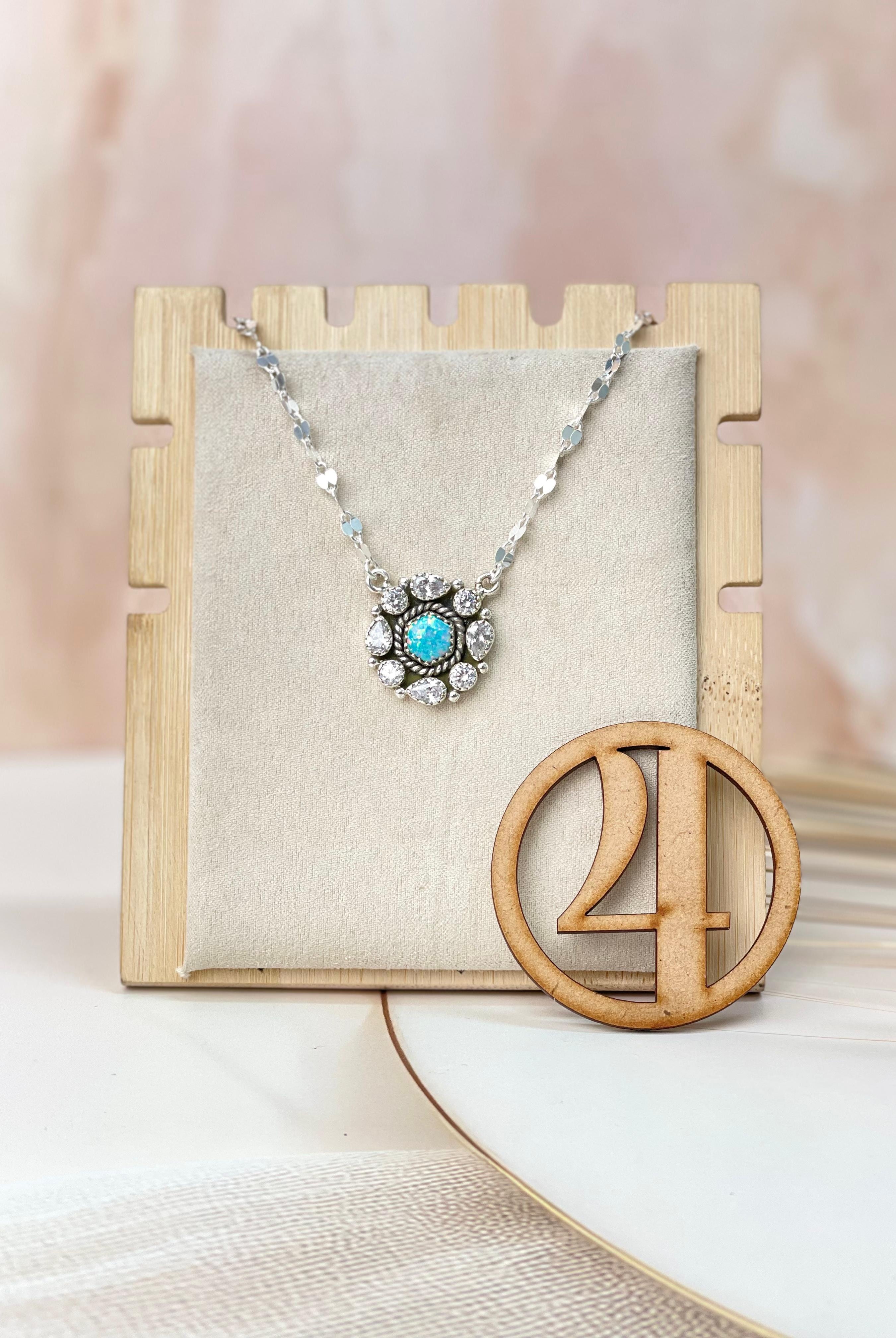 Crystals and Opal Necklace sno 44-Necklaces-Krush Kandy, Women's Online Fashion Boutique Located in Phoenix, Arizona (Scottsdale Area)
