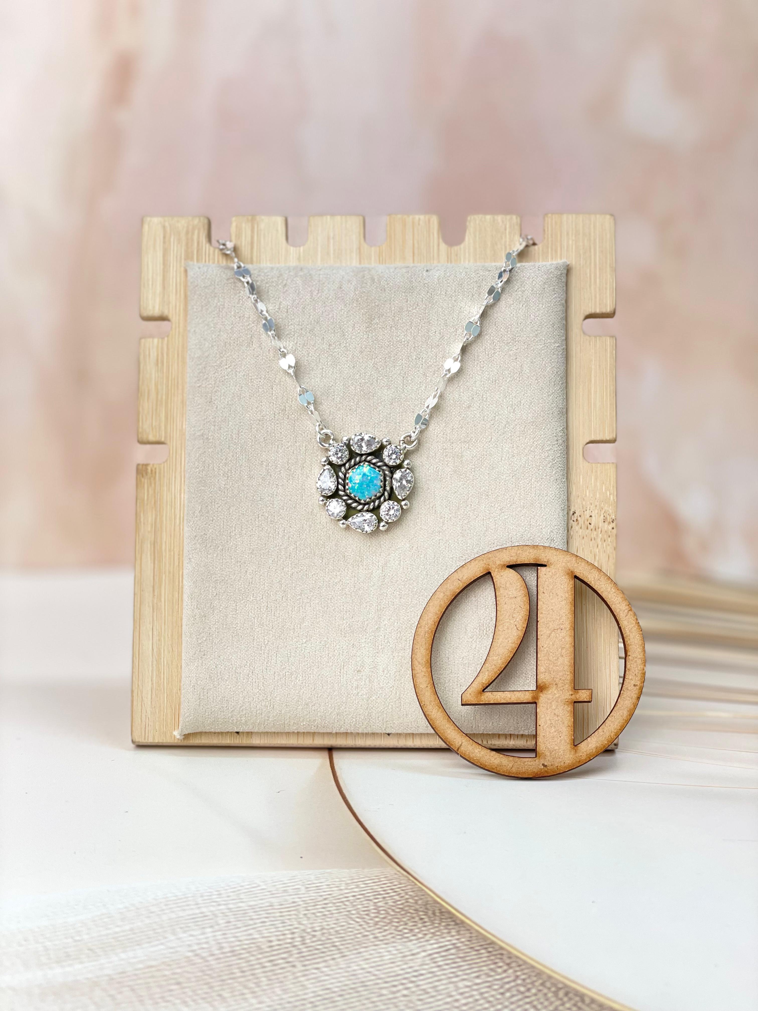 Crystals and Opal Necklace sno 44-Necklaces-Krush Kandy, Women's Online Fashion Boutique Located in Phoenix, Arizona (Scottsdale Area)