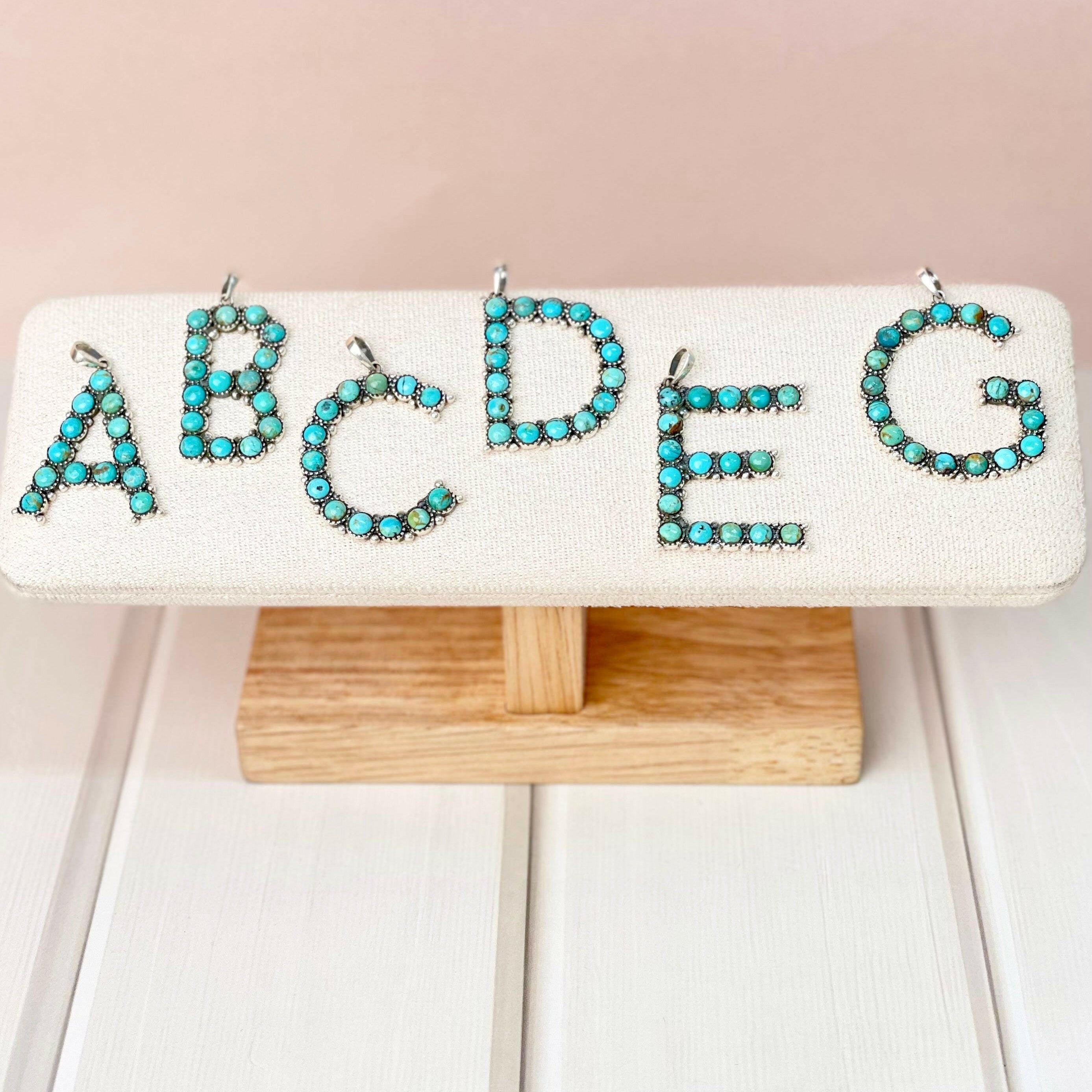 Sign Here Initial Stone Pendant MADE TO ORDER-Squash Blossom Necklaces-Krush Kandy, Women's Online Fashion Boutique Located in Phoenix, Arizona (Scottsdale Area)