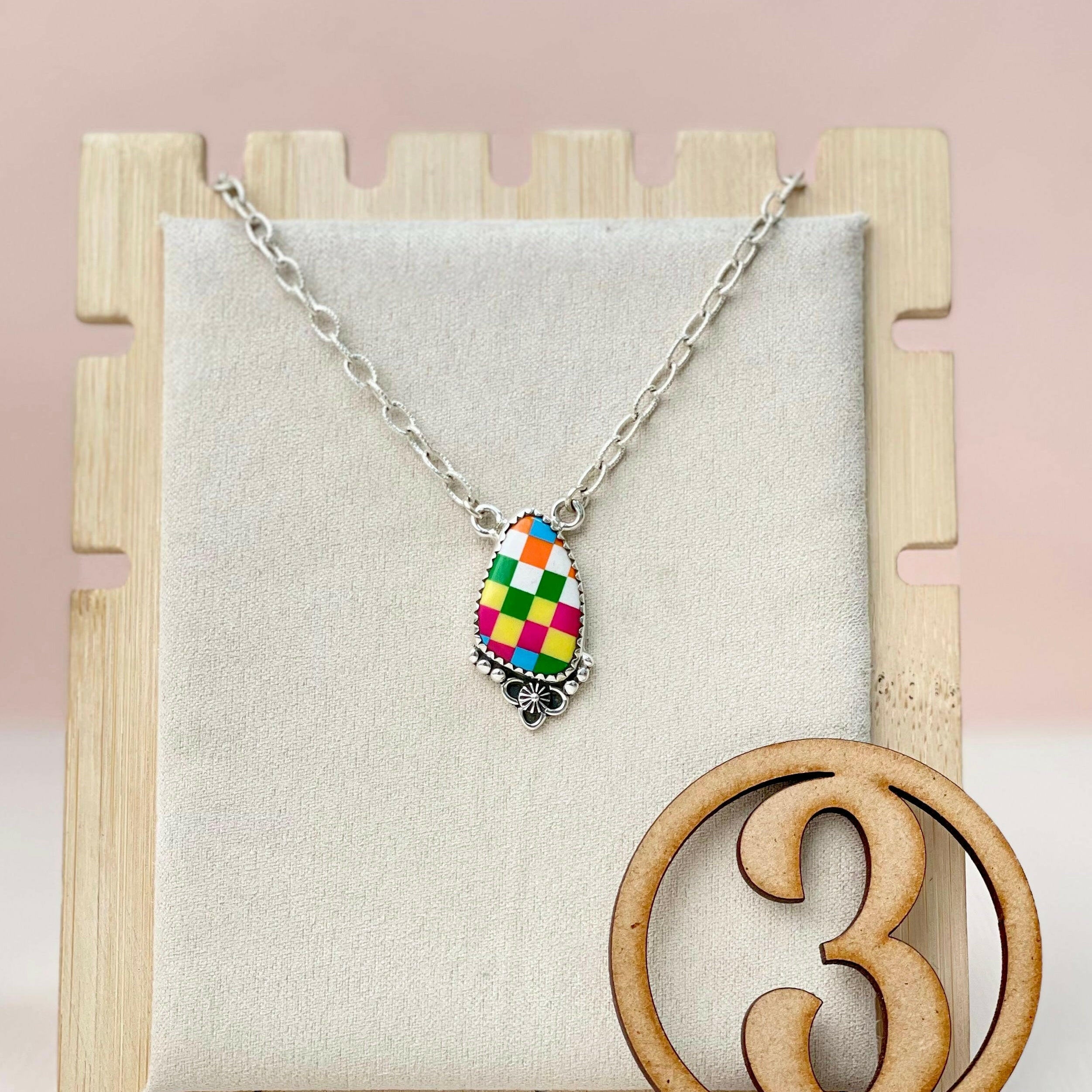 Summer Checkered Chain Pendants-Necklaces-Krush Kandy, Women's Online Fashion Boutique Located in Phoenix, Arizona (Scottsdale Area)