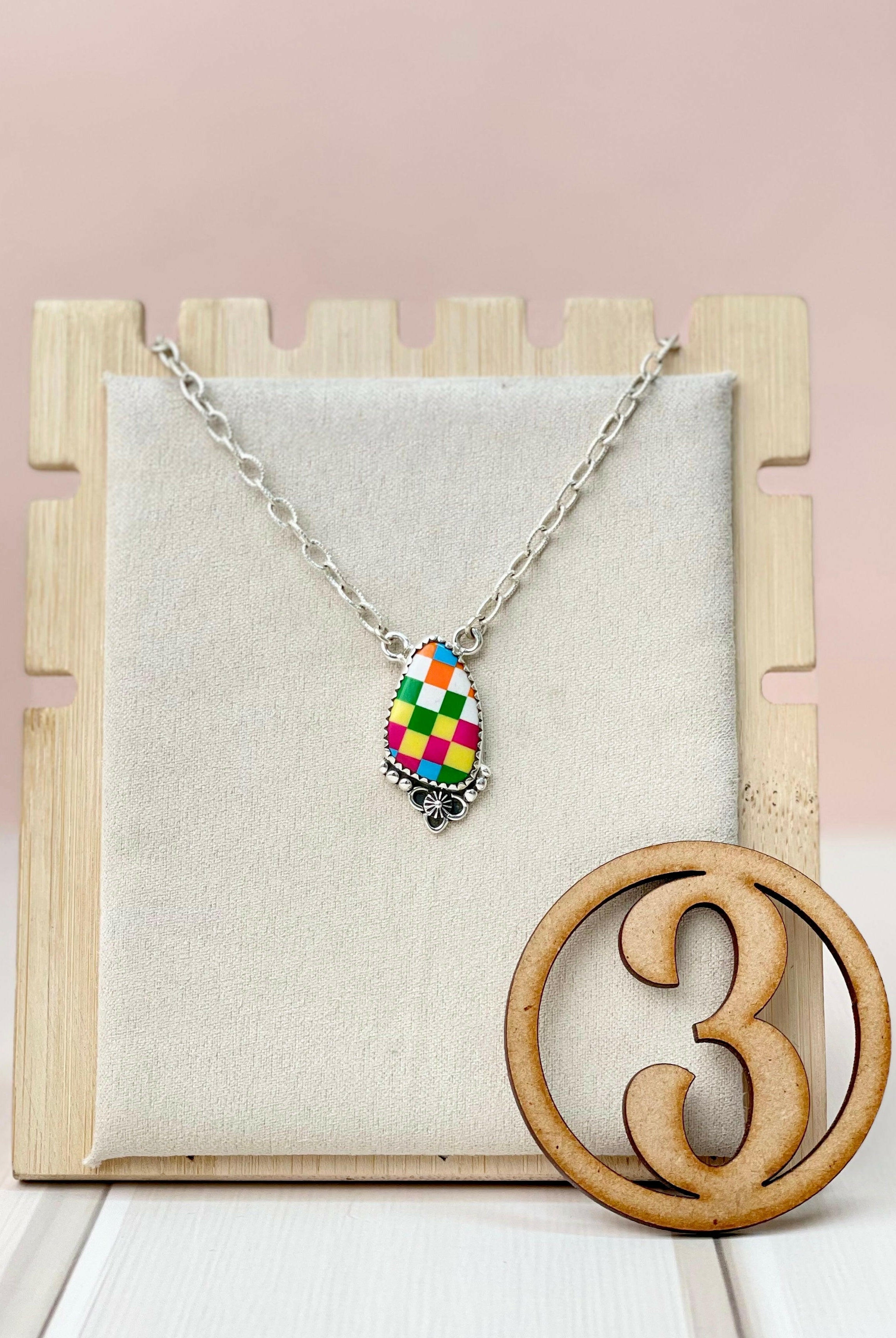 Summer Checkered Chain Pendants-Necklaces-Krush Kandy, Women's Online Fashion Boutique Located in Phoenix, Arizona (Scottsdale Area)