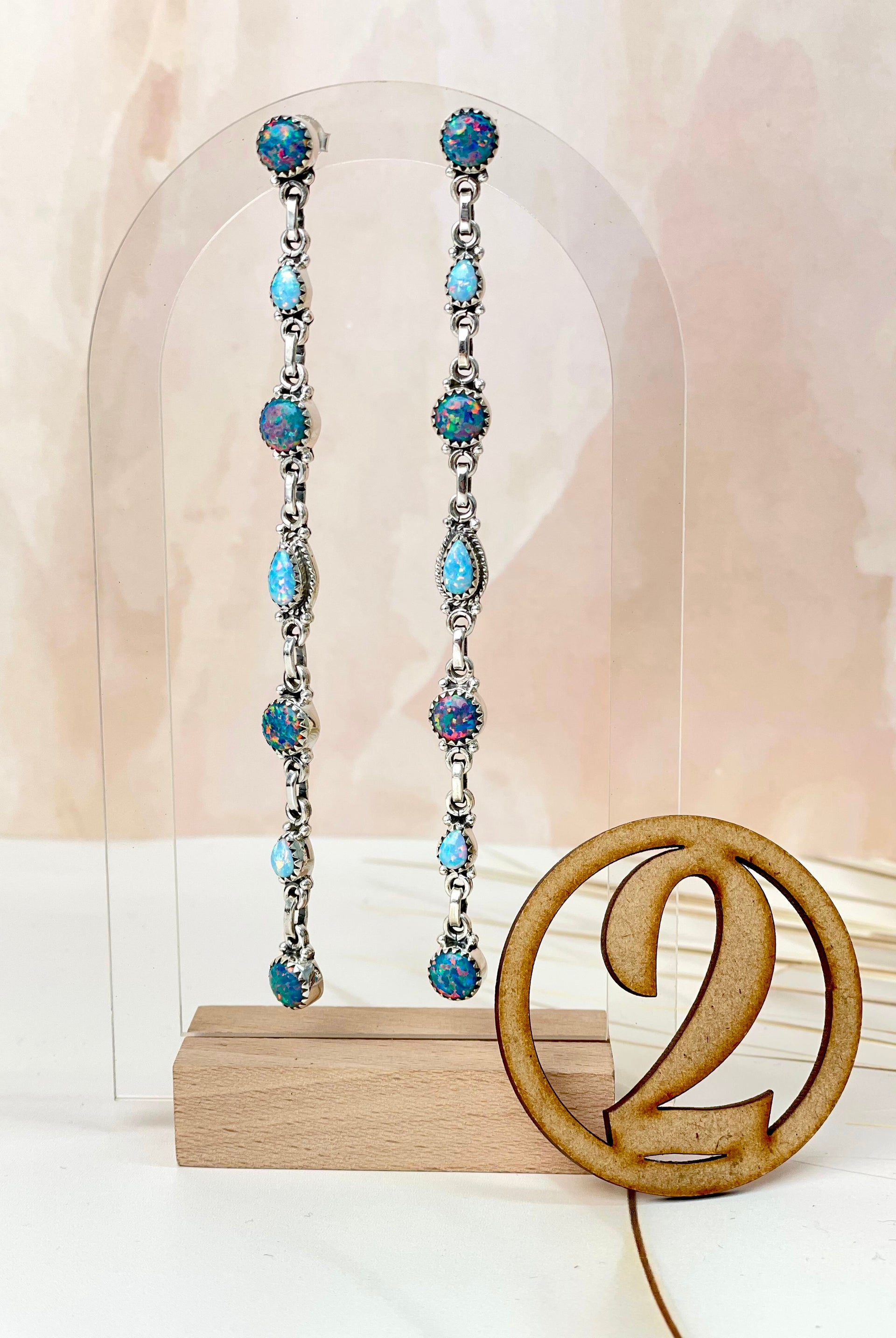 Luxurious Opal Long Stone Drop Earrings-Earrings-Krush Kandy, Women's Online Fashion Boutique Located in Phoenix, Arizona (Scottsdale Area)