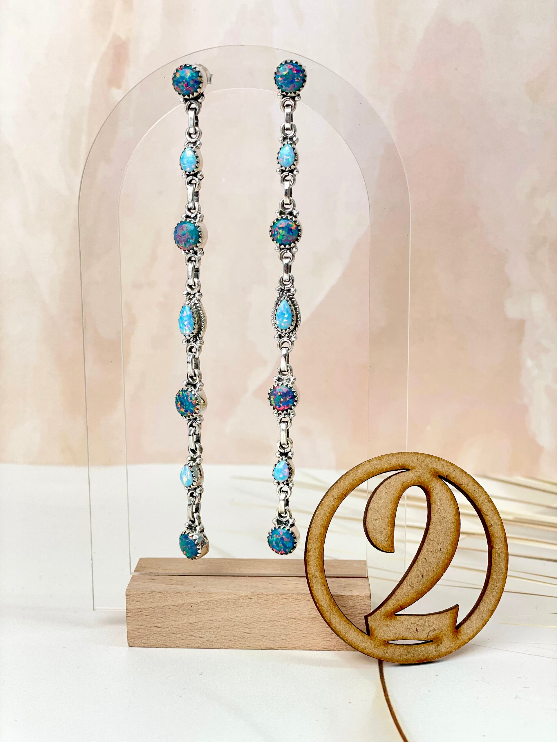 Luxurious Opal Long Stone Drop Earrings-Earrings-Krush Kandy, Women's Online Fashion Boutique Located in Phoenix, Arizona (Scottsdale Area)