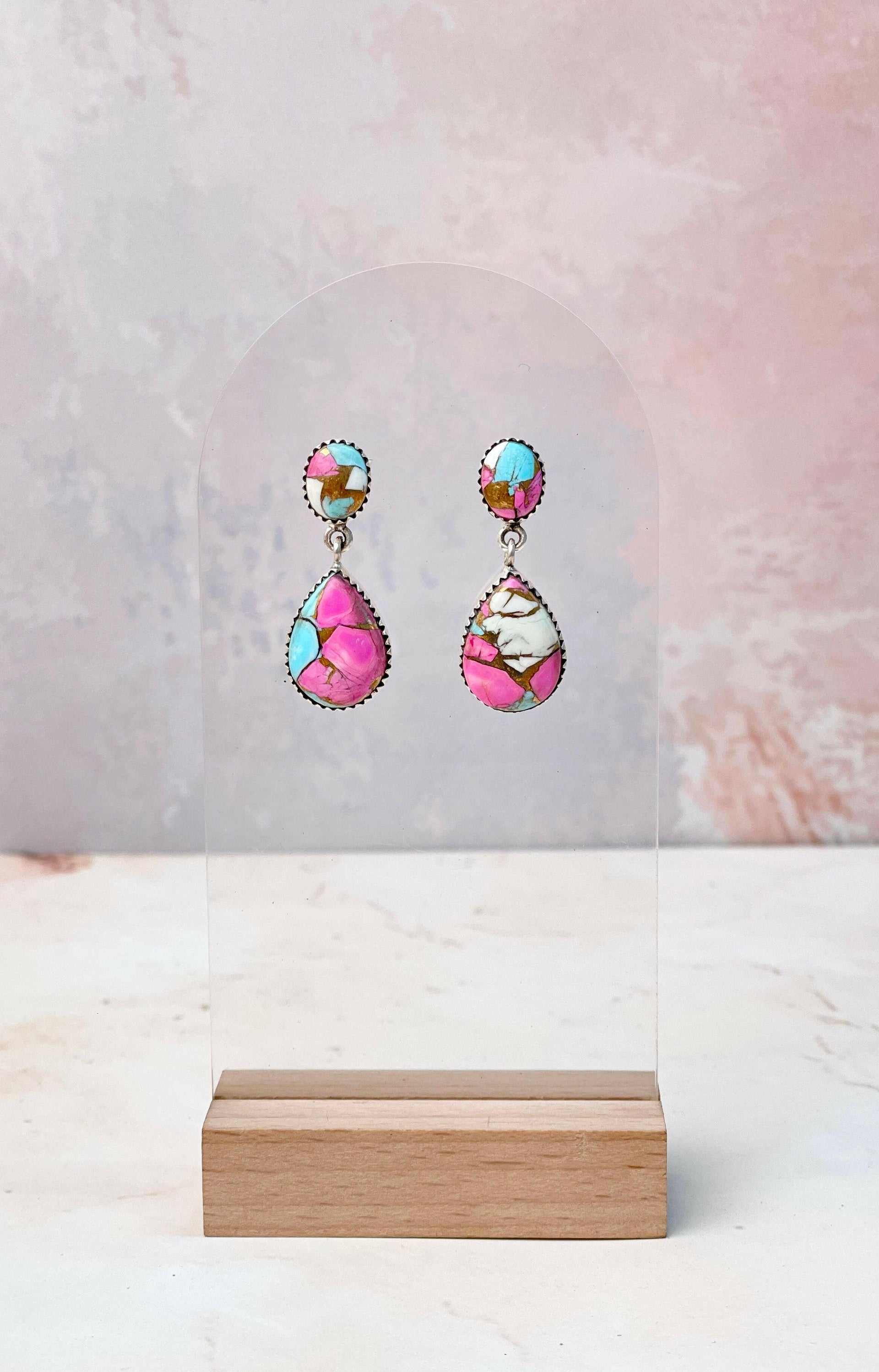 Cotton Candy Slab Drop Earrings-Earrings-Krush Kandy, Women's Online Fashion Boutique Located in Phoenix, Arizona (Scottsdale Area)