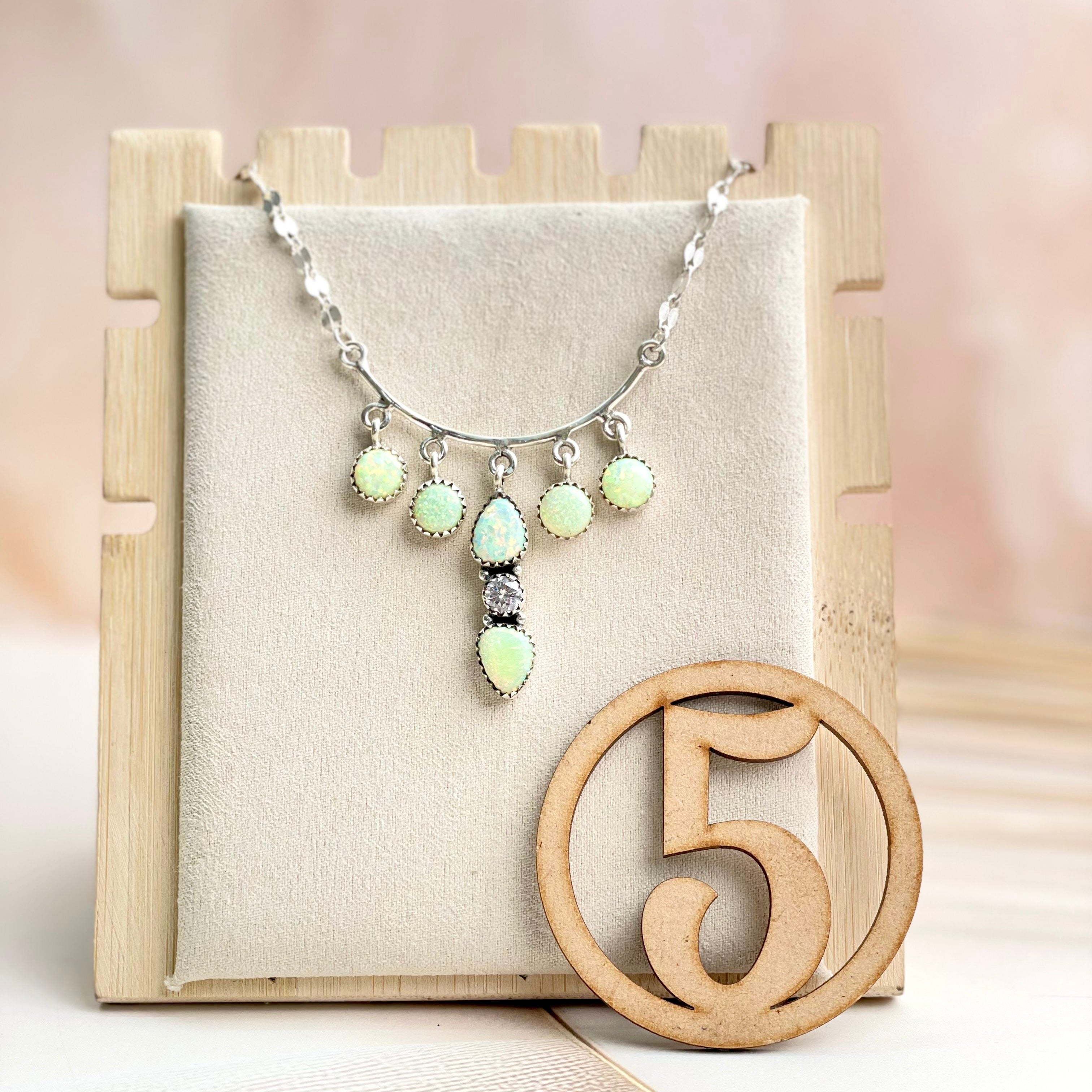 Boho Opal Dangles Necklace Sno 14-Necklaces-Krush Kandy, Women's Online Fashion Boutique Located in Phoenix, Arizona (Scottsdale Area)