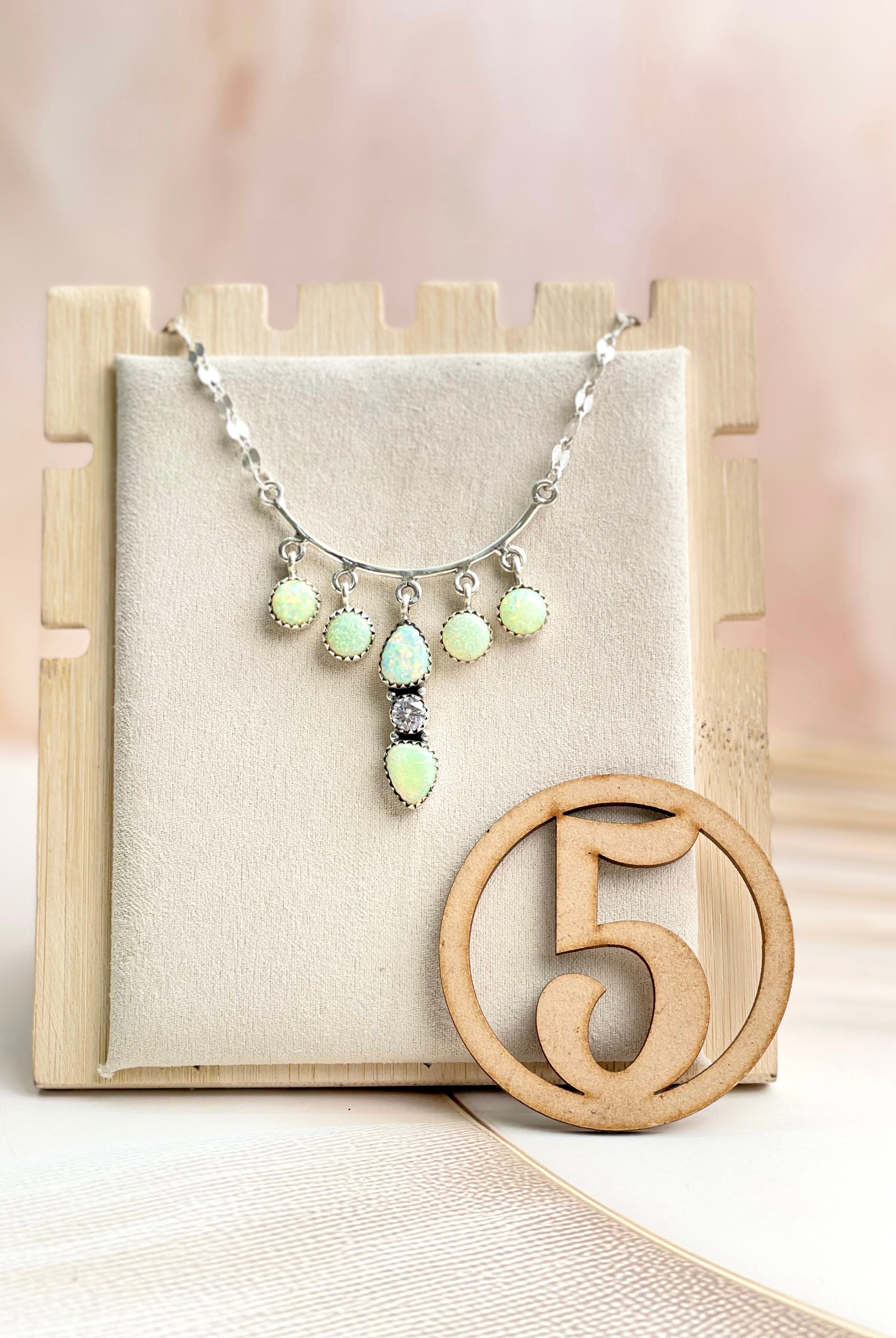 Boho Opal Dangles Necklace Sno 14-Necklaces-Krush Kandy, Women's Online Fashion Boutique Located in Phoenix, Arizona (Scottsdale Area)
