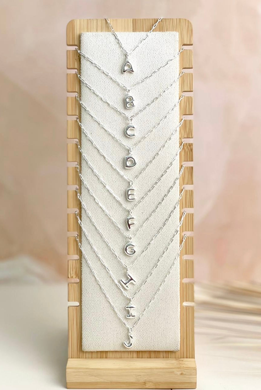 Bubble Initials Sterling Silver Necklace-Necklaces-Krush Kandy, Women's Online Fashion Boutique Located in Phoenix, Arizona (Scottsdale Area)