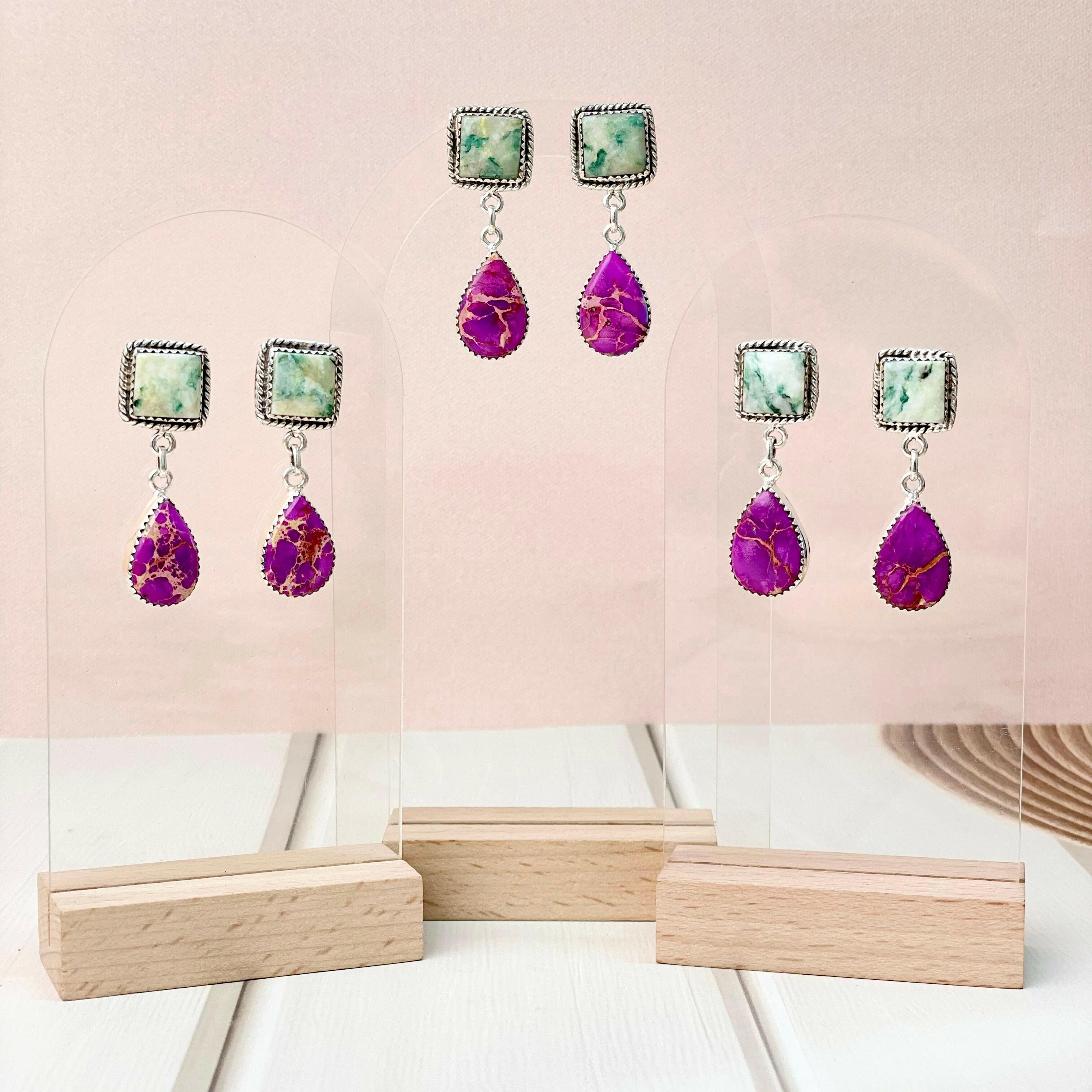 One of a Kind Desert Jasper Slab Earrings-Earrings-Krush Kandy, Women's Online Fashion Boutique Located in Phoenix, Arizona (Scottsdale Area)