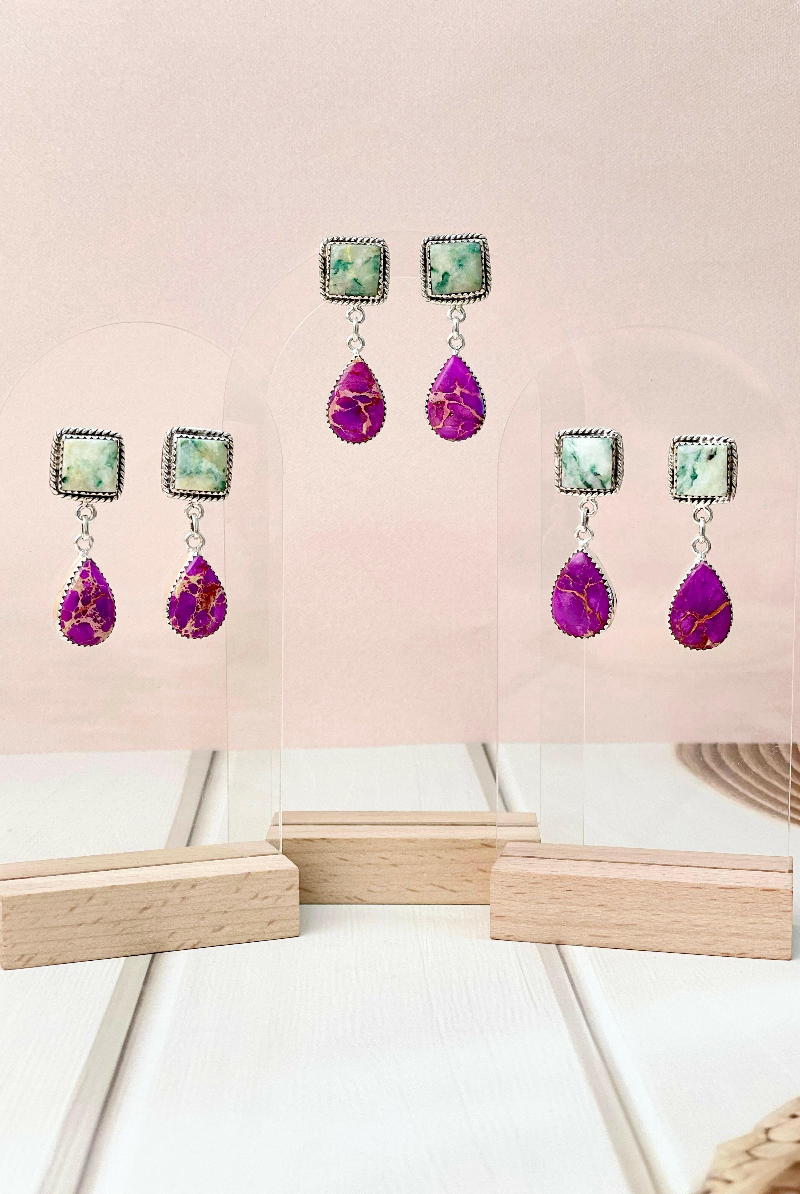 One of a Kind Desert Jasper Slab Earrings-Earrings-Krush Kandy, Women's Online Fashion Boutique Located in Phoenix, Arizona (Scottsdale Area)