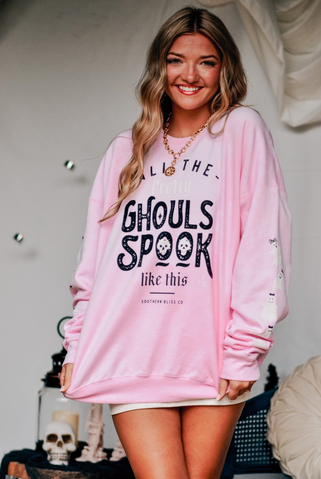 All The Pretty Ghouls Sweatshirt-Krush Kandy, Women's Online Fashion Boutique Located in Phoenix, Arizona (Scottsdale Area)