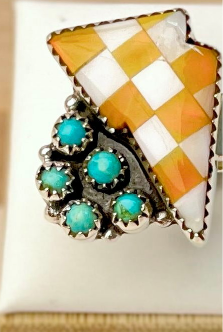 Orange Aurora Opal, MOP & Turquoise Kandy Bolt Necklace-Necklaces-Krush Kandy, Women's Online Fashion Boutique Located in Phoenix, Arizona (Scottsdale Area)