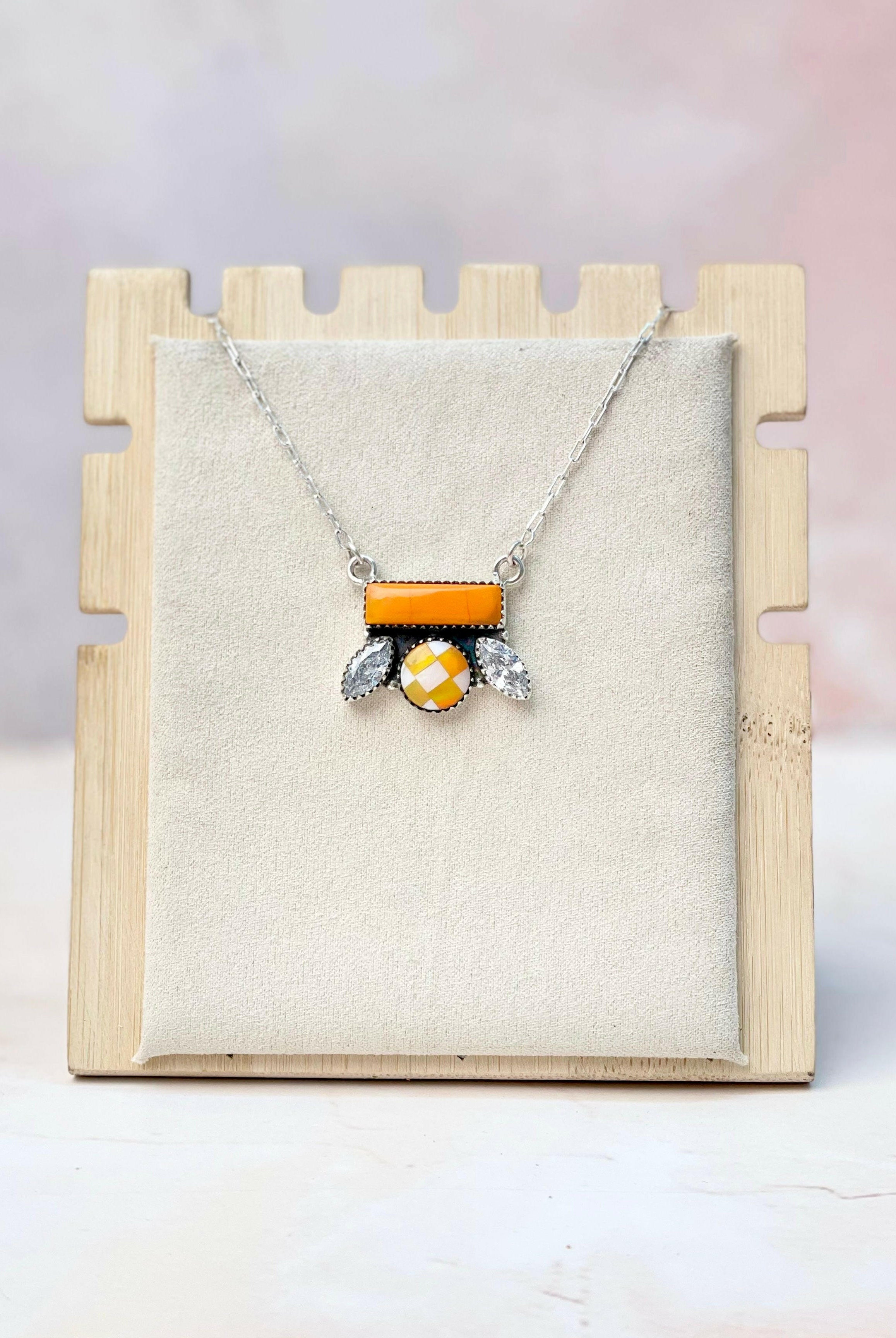 Tangerine Rosarita and Aurora Opal CZ Chain Necklace-Necklaces-Krush Kandy, Women's Online Fashion Boutique Located in Phoenix, Arizona (Scottsdale Area)