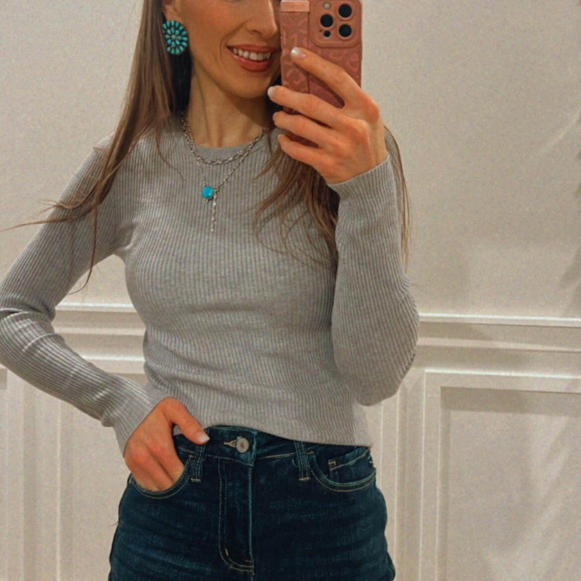 Luxe Ribbed Long Sleeve Crew Sweater-Tops-Krush Kandy, Women's Online Fashion Boutique Located in Phoenix, Arizona (Scottsdale Area)