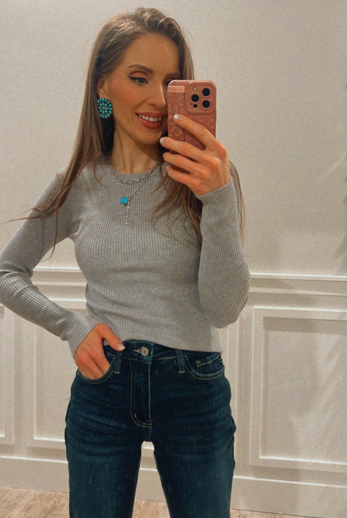 Luxe Ribbed Long Sleeve Crew Sweater-Tops-Krush Kandy, Women's Online Fashion Boutique Located in Phoenix, Arizona (Scottsdale Area)