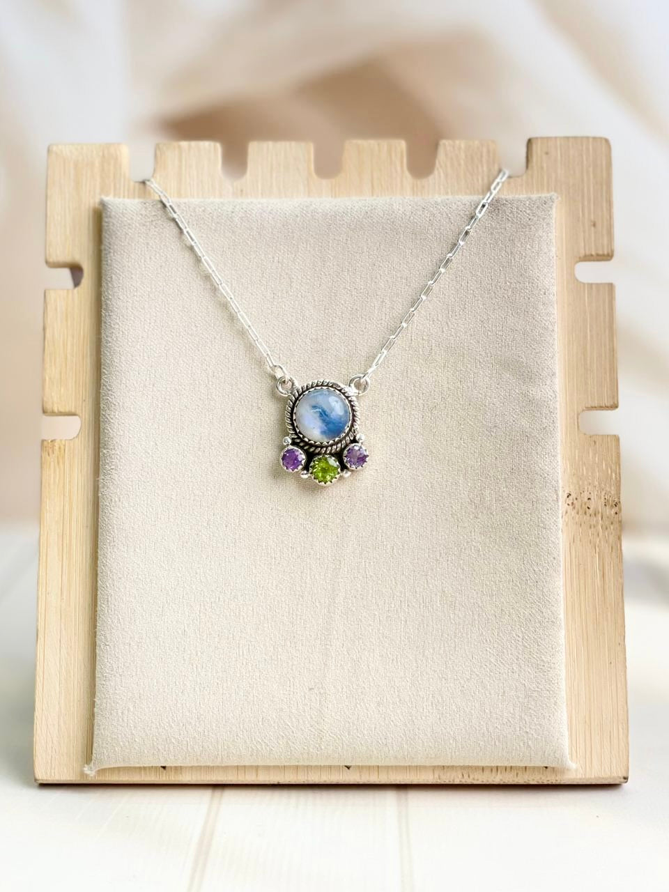 Celestial Spring Moonstone Round Necklace-Necklaces-Krush Kandy, Women's Online Fashion Boutique Located in Phoenix, Arizona (Scottsdale Area)