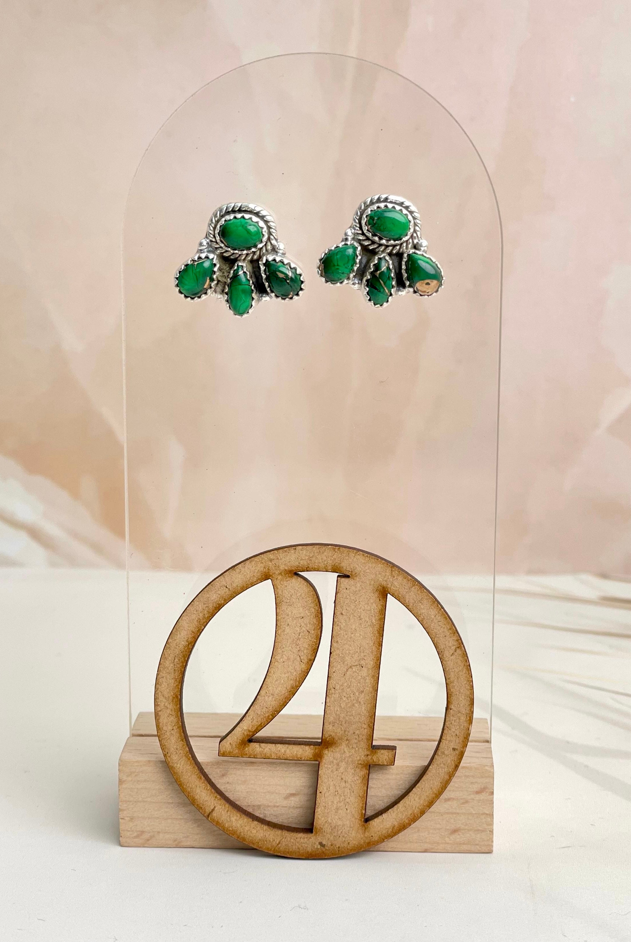 Irish Green Dahlia Studs sno 1-Earrings-Krush Kandy, Women's Online Fashion Boutique Located in Phoenix, Arizona (Scottsdale Area)