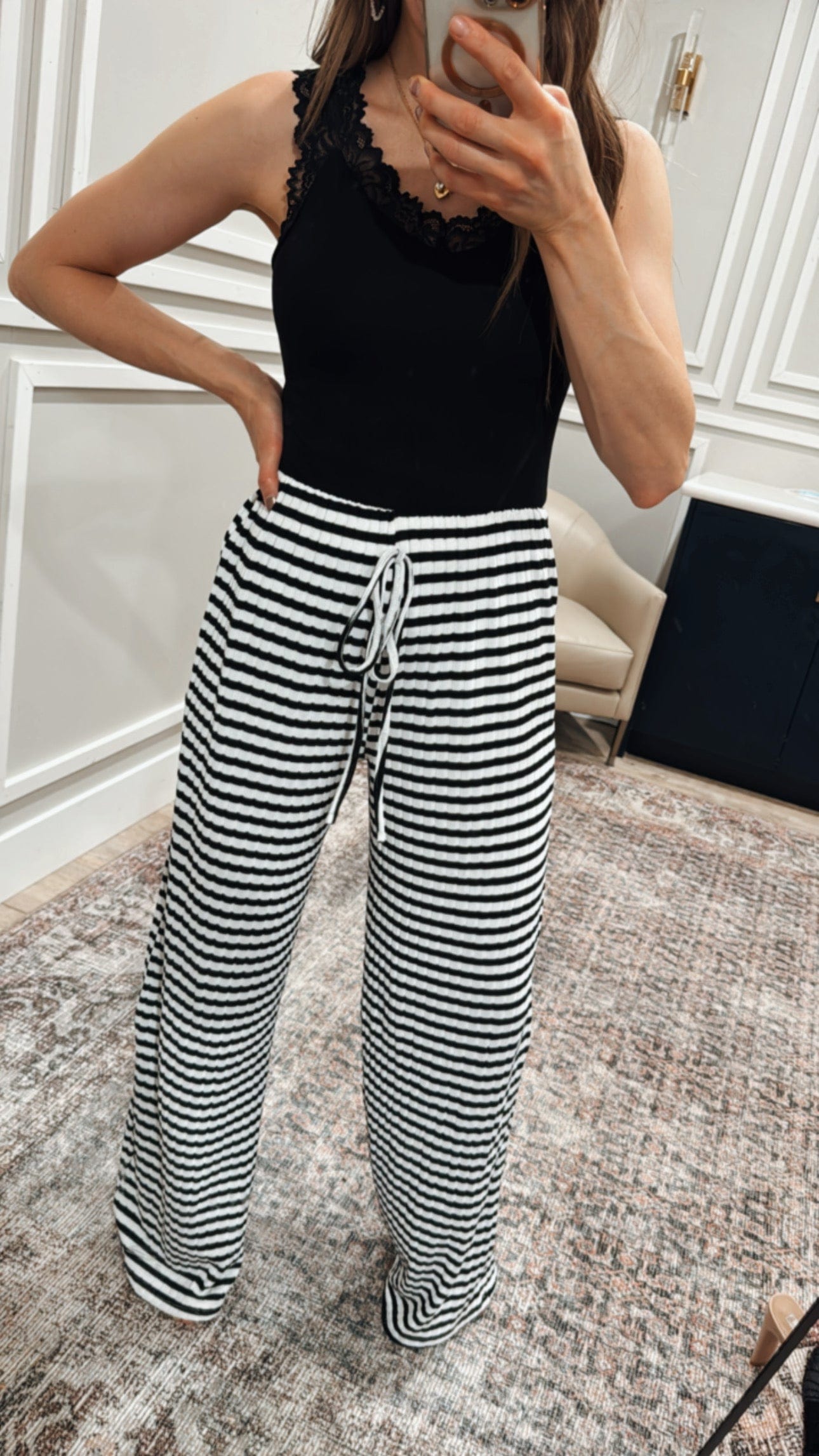 Wide Leg Stripe Tie Pants-Pants-Krush Kandy, Women's Online Fashion Boutique Located in Phoenix, Arizona (Scottsdale Area)