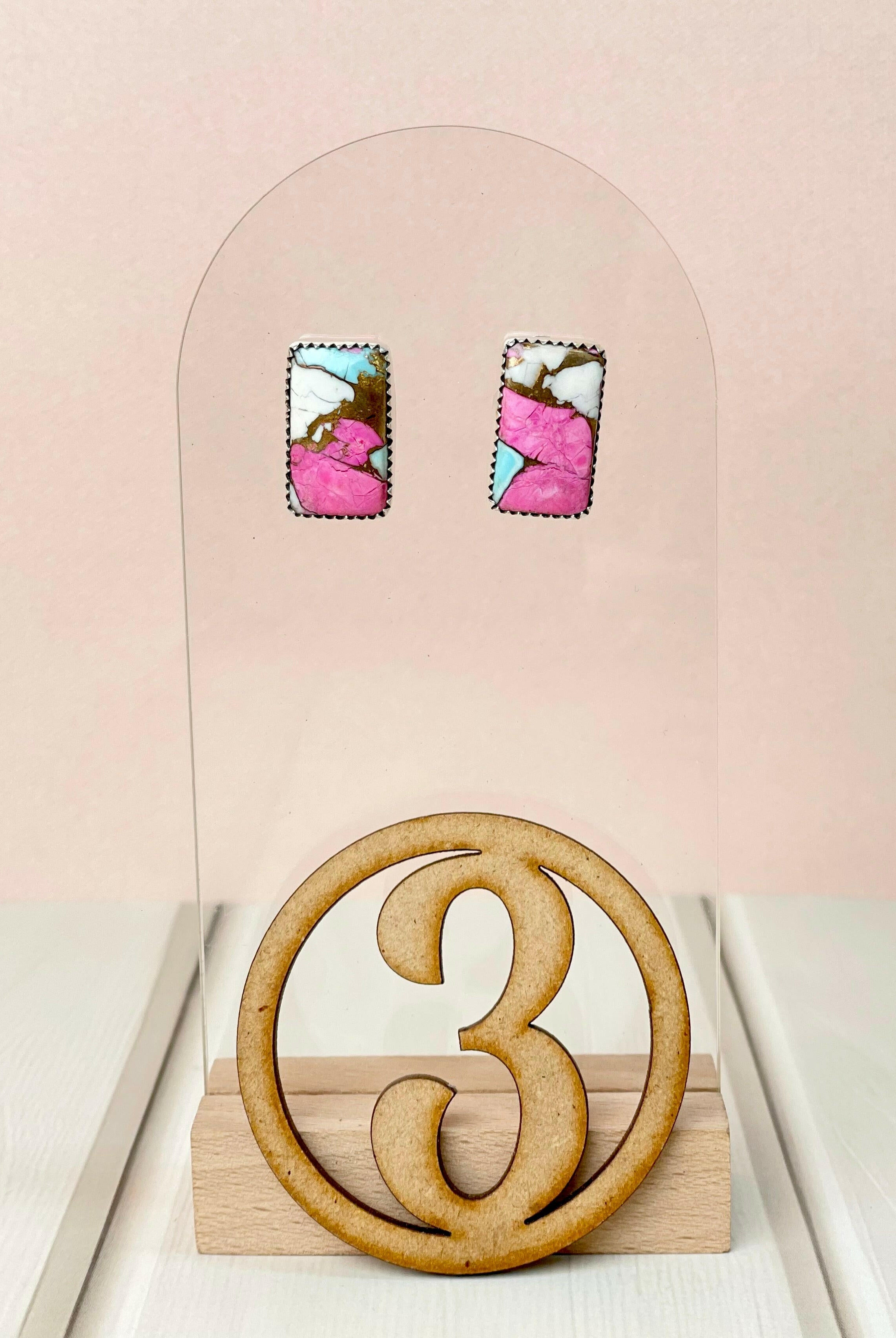 Cotton Candy Slab Studs Bno. 29-Earrings-Krush Kandy, Women's Online Fashion Boutique Located in Phoenix, Arizona (Scottsdale Area)