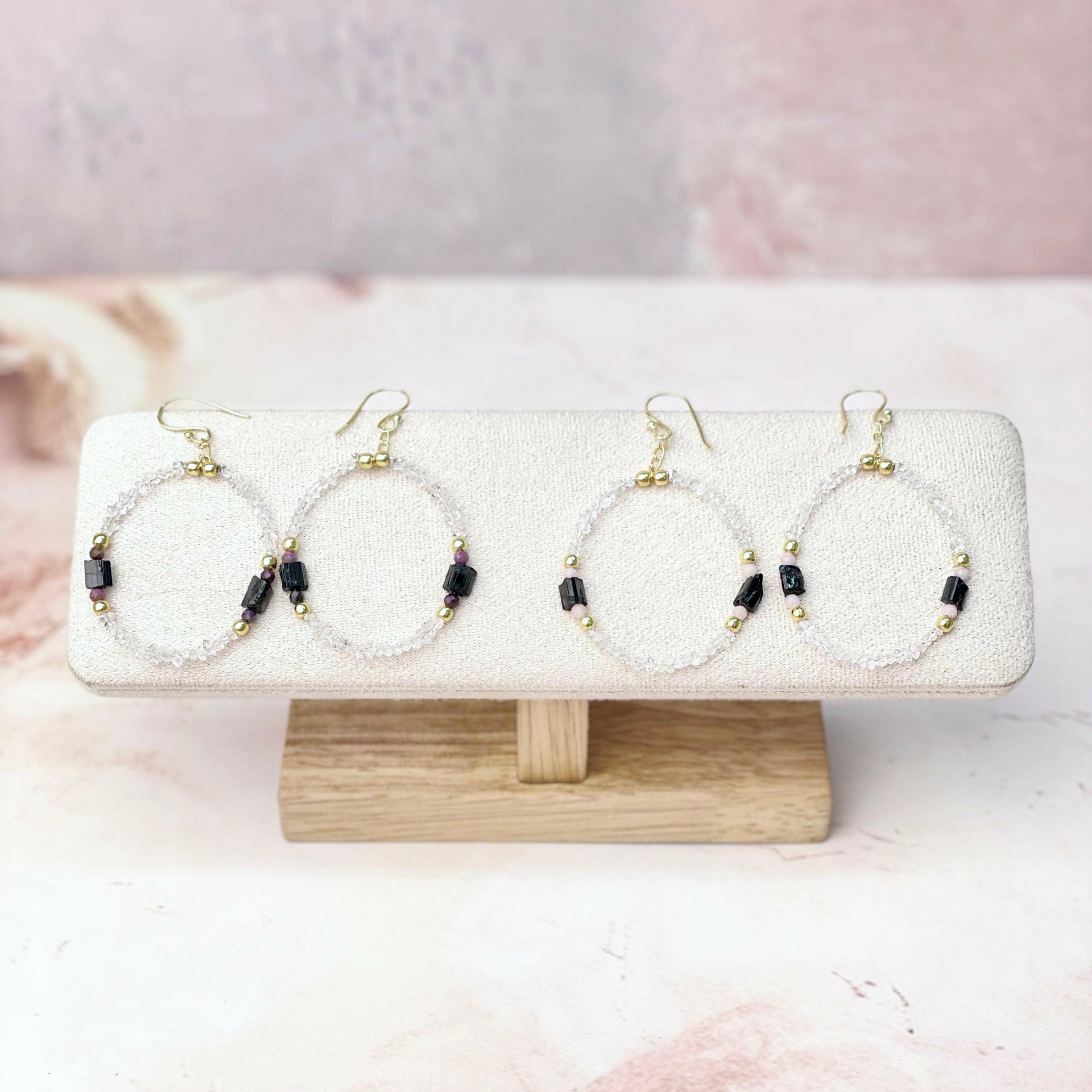 Herkimer Bling Multi Gem Black Tourmaline Earrings-Earrings-Krush Kandy, Women's Online Fashion Boutique Located in Phoenix, Arizona (Scottsdale Area)