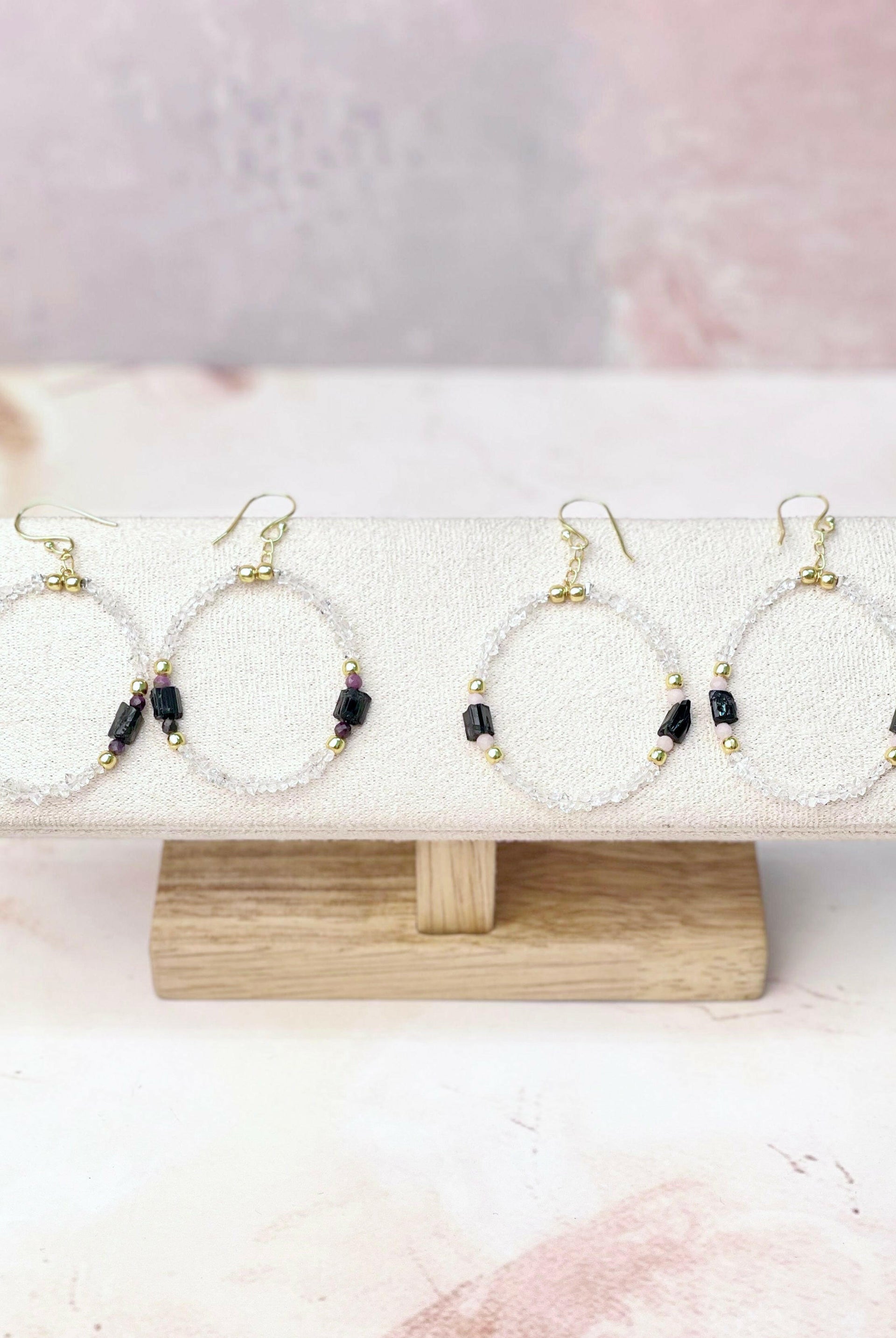 Herkimer Bling Multi Gem Black Tourmaline Earrings-Earrings-Krush Kandy, Women's Online Fashion Boutique Located in Phoenix, Arizona (Scottsdale Area)