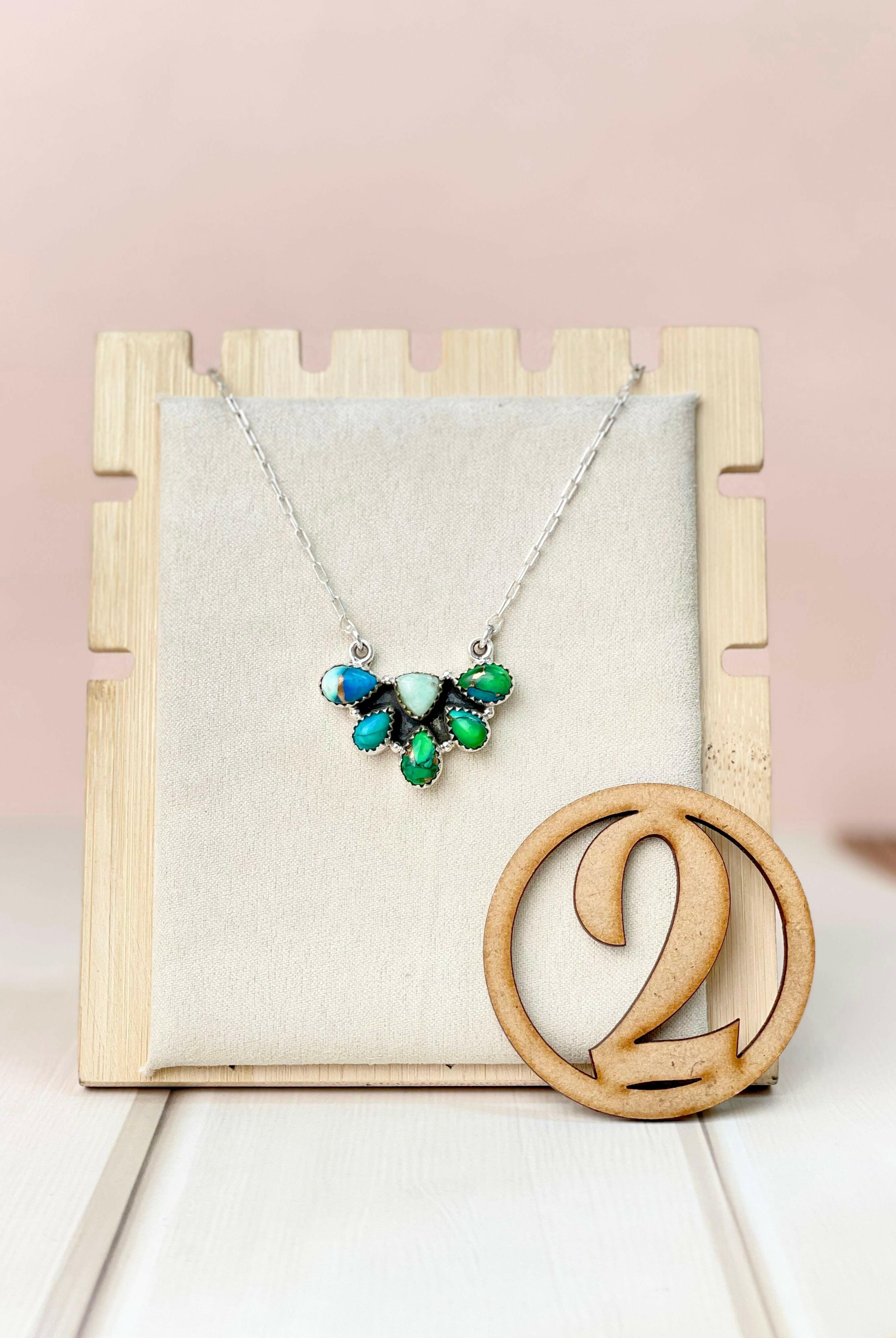 Peacock Dahlia Dainty Bar and Daisy Necklace-Necklaces-Krush Kandy, Women's Online Fashion Boutique Located in Phoenix, Arizona (Scottsdale Area)
