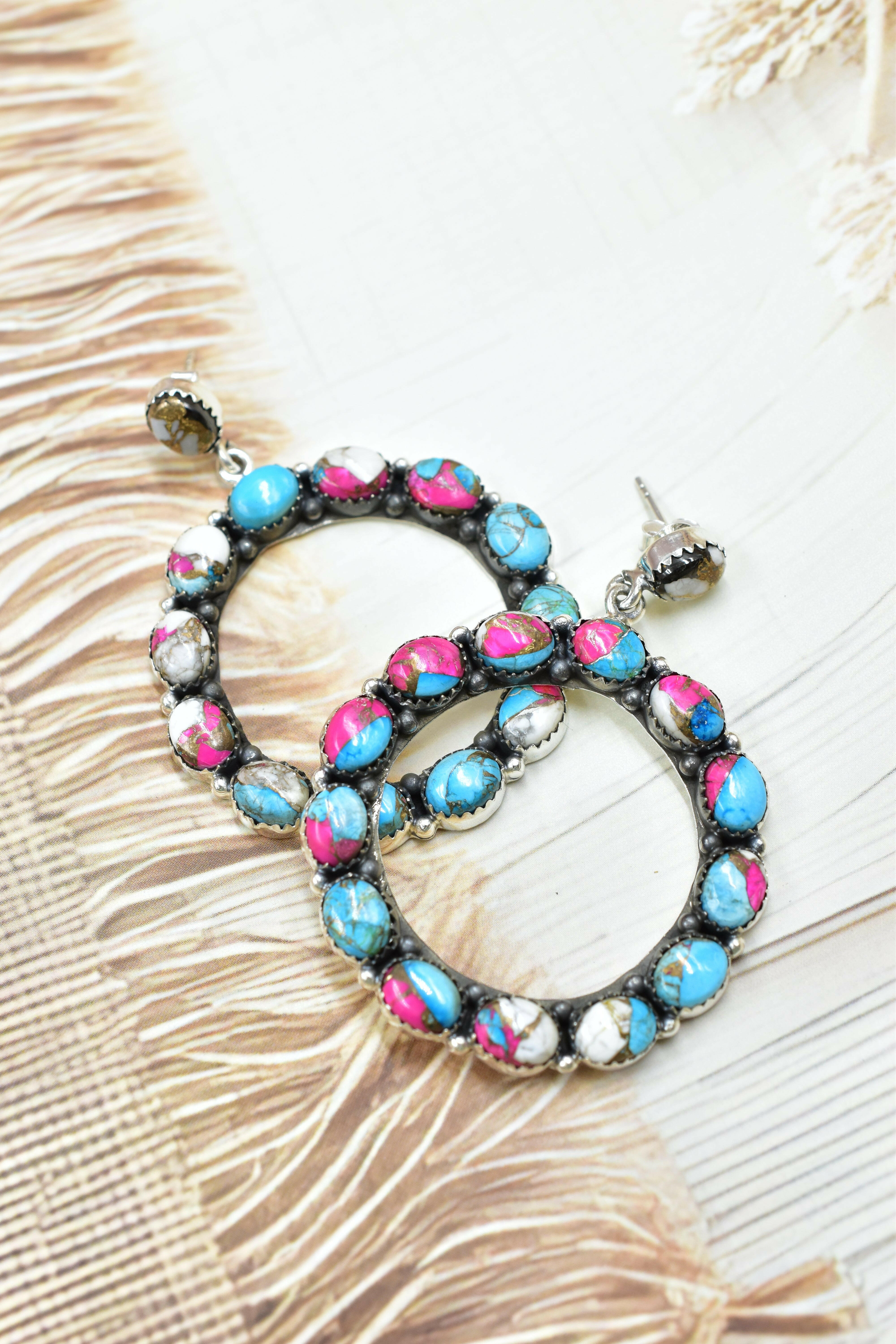 Ariana's Stone Hoop Earrings-Earrings-Krush Kandy, Women's Online Fashion Boutique Located in Phoenix, Arizona (Scottsdale Area)