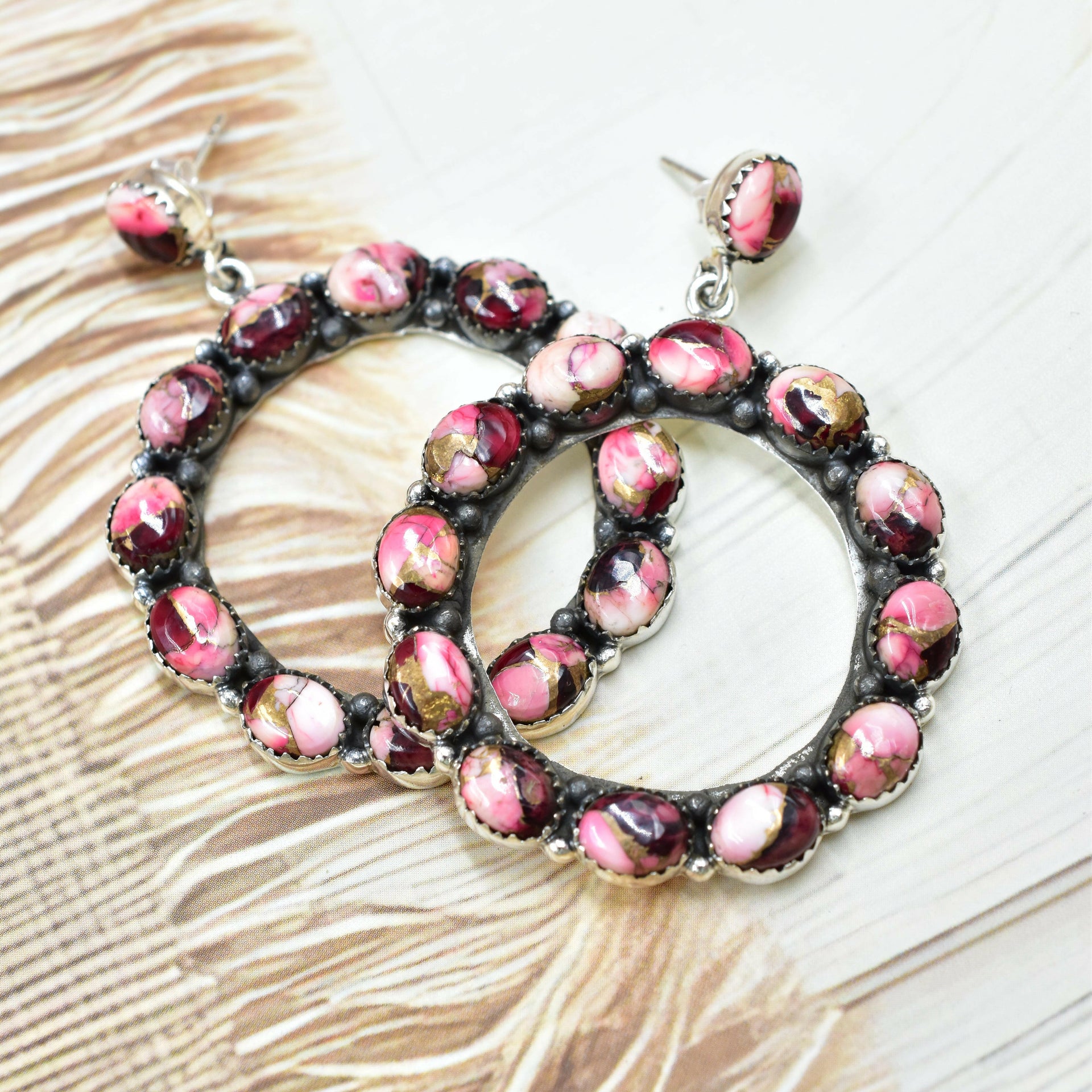 Ariana's Stone Hoop Earrings-Earrings-Krush Kandy, Women's Online Fashion Boutique Located in Phoenix, Arizona (Scottsdale Area)