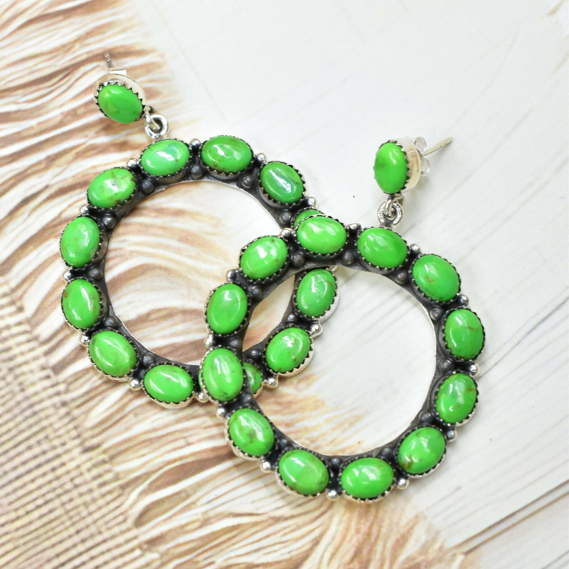 Ariana's Stone Hoop Earrings-Earrings-Krush Kandy, Women's Online Fashion Boutique Located in Phoenix, Arizona (Scottsdale Area)