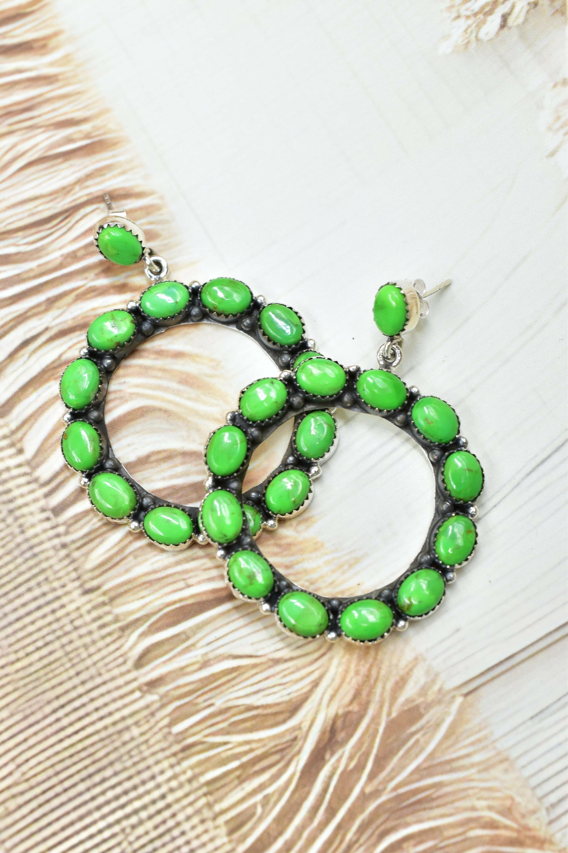 Ariana's Stone Hoop Earrings-Earrings-Krush Kandy, Women's Online Fashion Boutique Located in Phoenix, Arizona (Scottsdale Area)