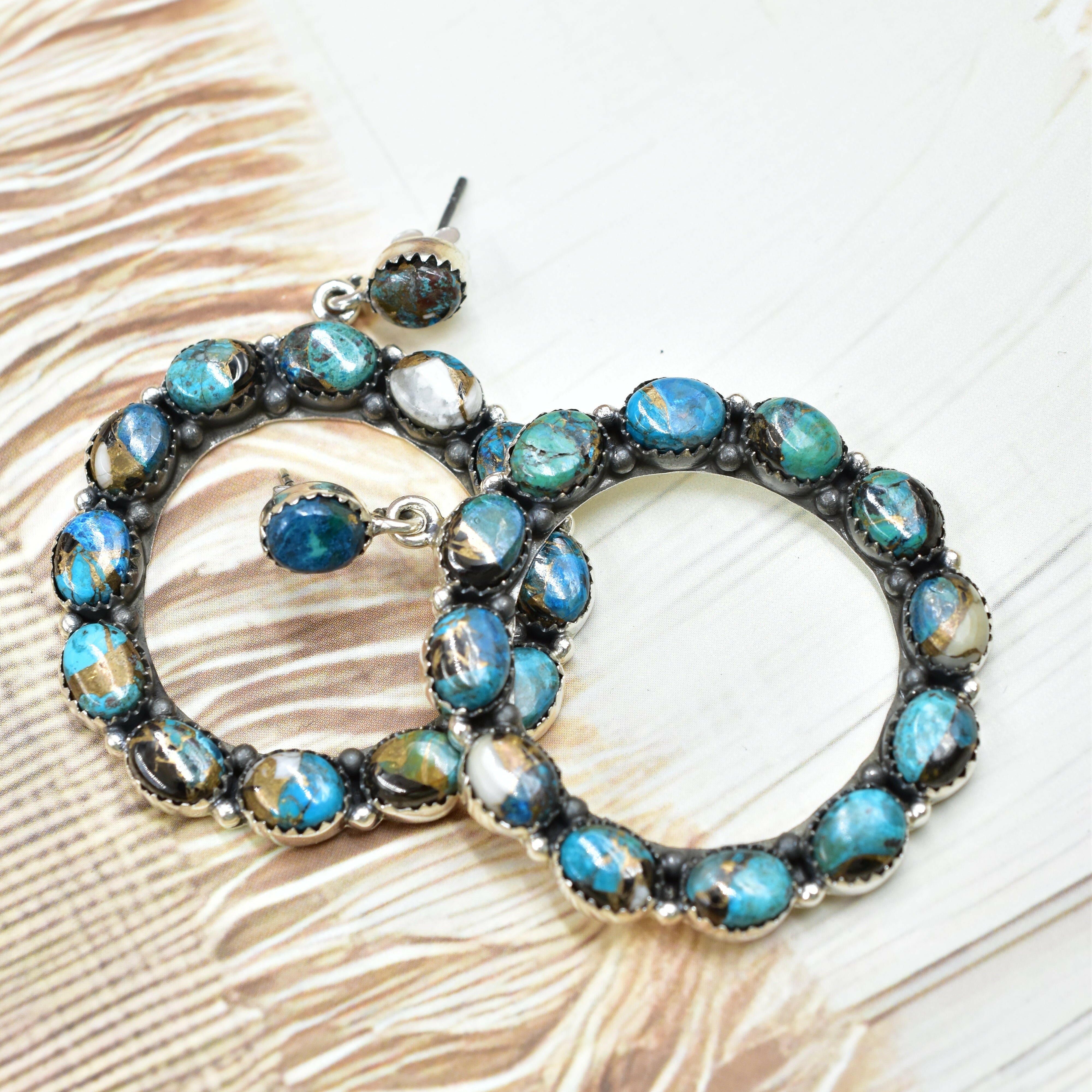 Ariana's Stone Hoop Earrings-Earrings-Krush Kandy, Women's Online Fashion Boutique Located in Phoenix, Arizona (Scottsdale Area)